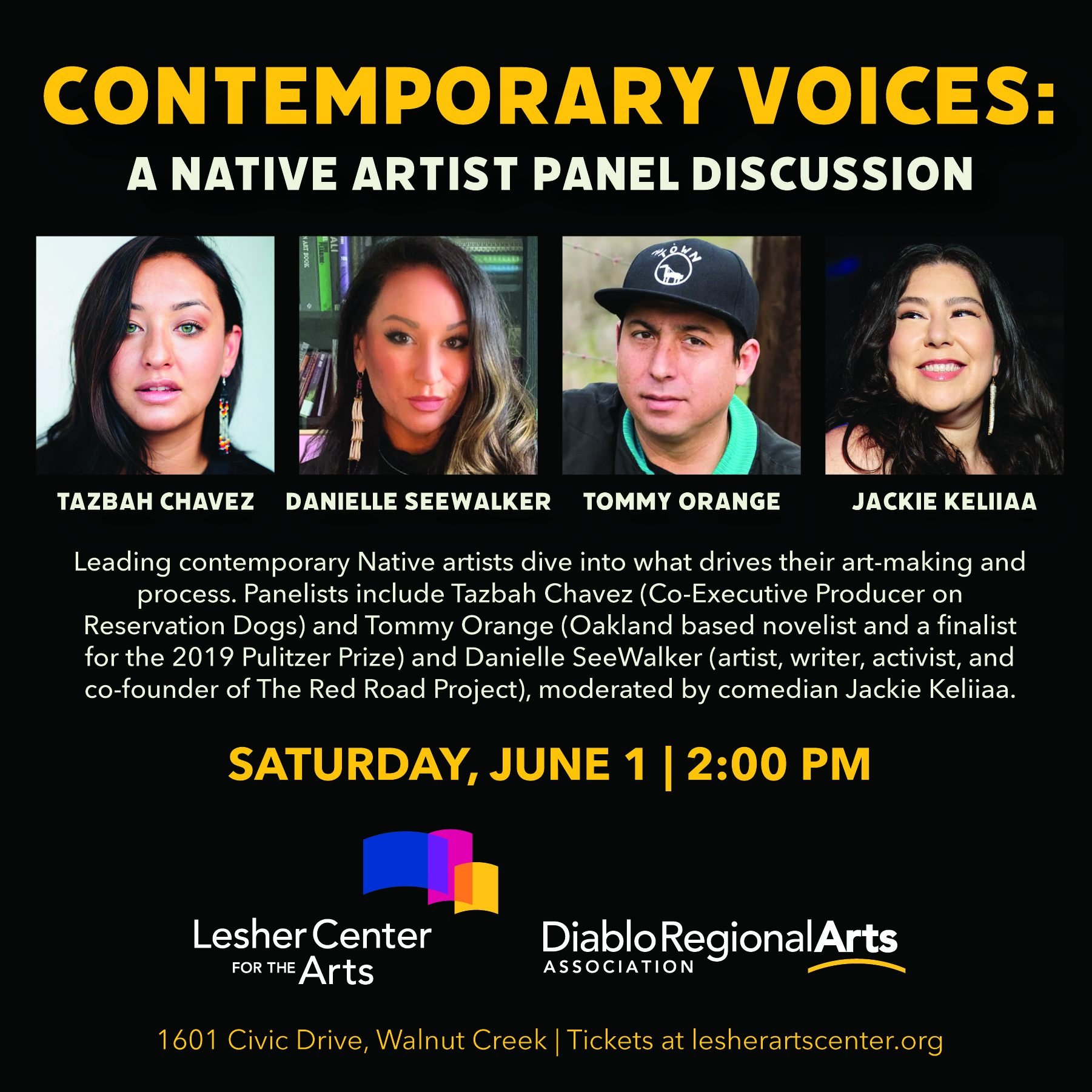 Experience this insightful panel discussion on June 1st! Leading contemporary Native artists will dive into what drives their art-making and process. 

Panelists include @tazbah (Co-Executive Producer on Reservation Dogs), Tommy Orange (Oakland-based