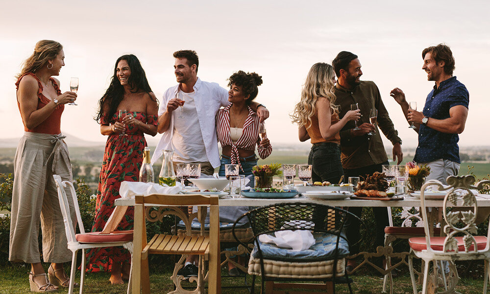Friends outside dinner