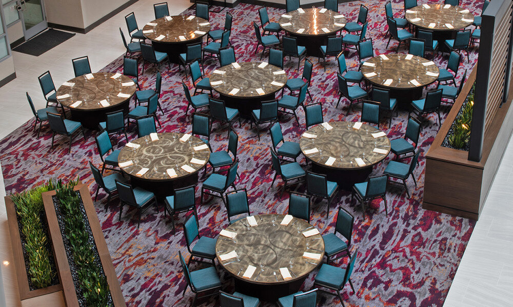 round tables in lobby