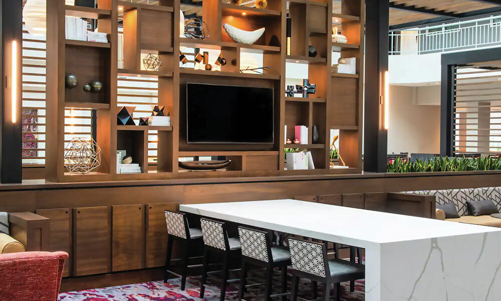 modern hotel lobby table