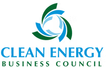 Logo of Clean Energy Business and Education Inc., featuring a blue and green circular design with waves.