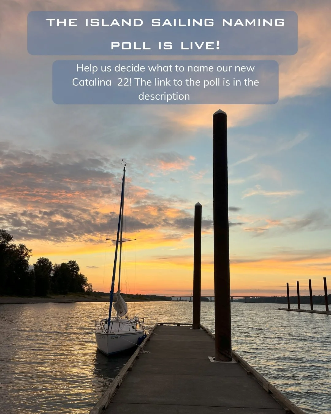 IT'S HAPPENING!! Help us name our boat! Vote for your favorite THREE names through the link in our bio for our new Catalina 22. Then all you need is to take it out to Government Island for sunsets like these! Happy voting!

👉 Instagram friends, link