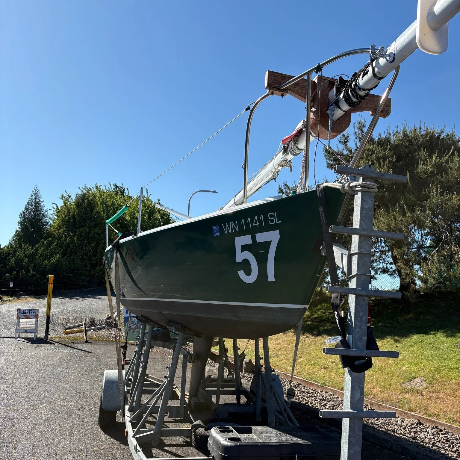Introducing Katana to the Island Sailing J-24 Fleet!! 

This beautiful 1986 model competed in the 2024 J-24 World Championship and now is nestled at the end of D Row. Finished in a dark green, she brings the soul of the Samurai to the Columbia River!