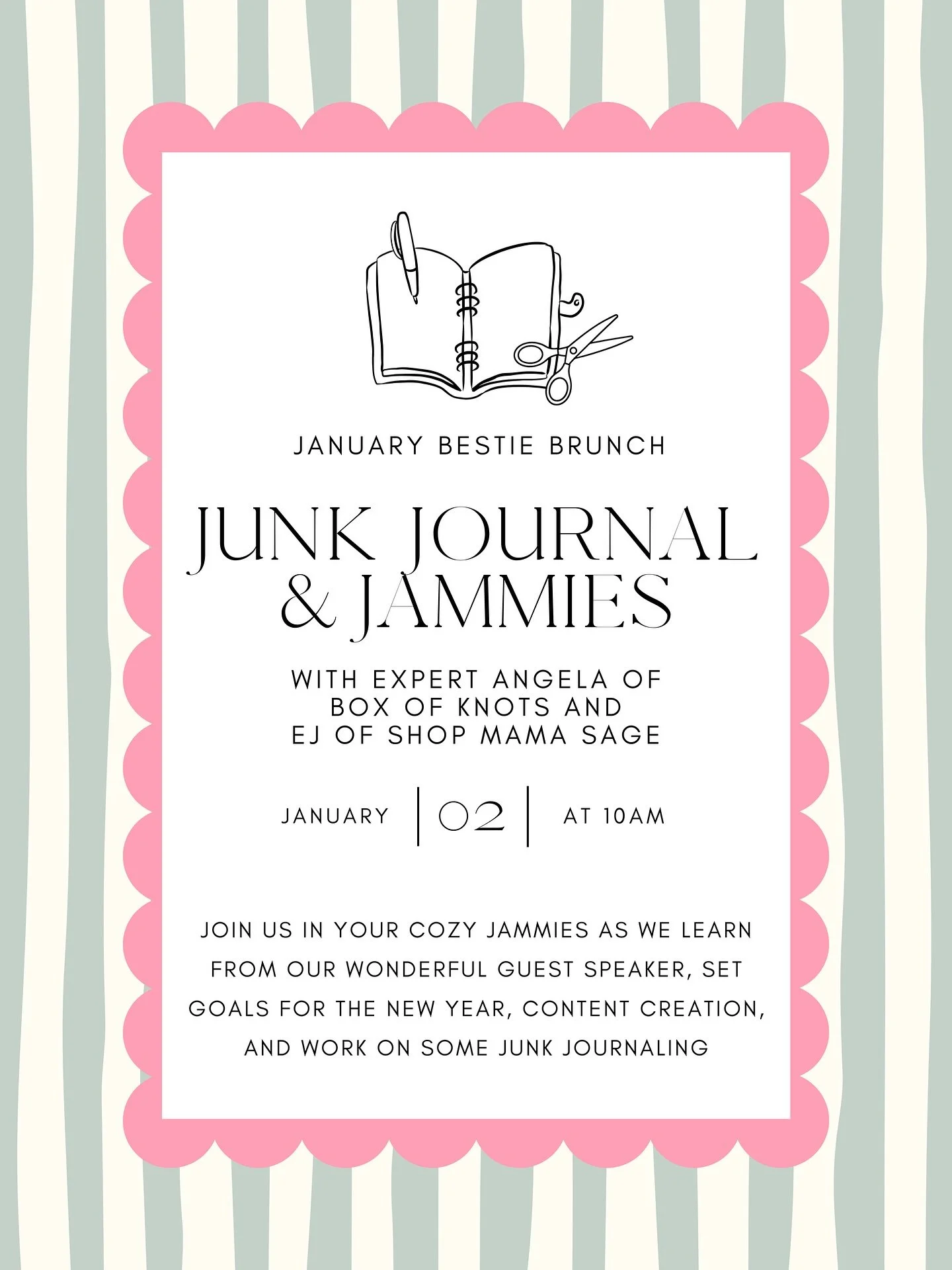 I am jumping for JOYYYYYY at our first Bestie Brunch of 2026 🥹🫶🏼📓🦄⭐️

Angela from @boxofknots and Ej from @shopmamasage are coming to teach, grow and inspire us as we head into a brand new year!!!! Their @junkjournalclublasvegas has brought so m