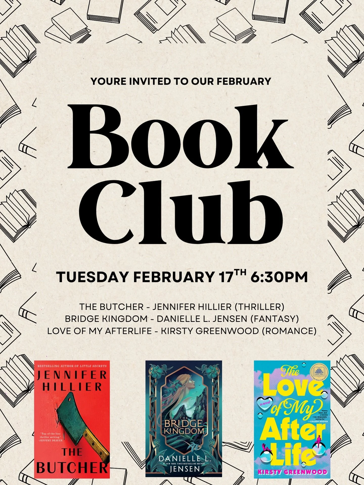Our February Book Club is live!!! Three books, three different genres so choose your favorite and come join our girls night!!

📅  February 17th 6:30pm
📍 @thegatheringplacelv 

@thebookshelf.vegas is carrying ALL THREE books in store, so check her s