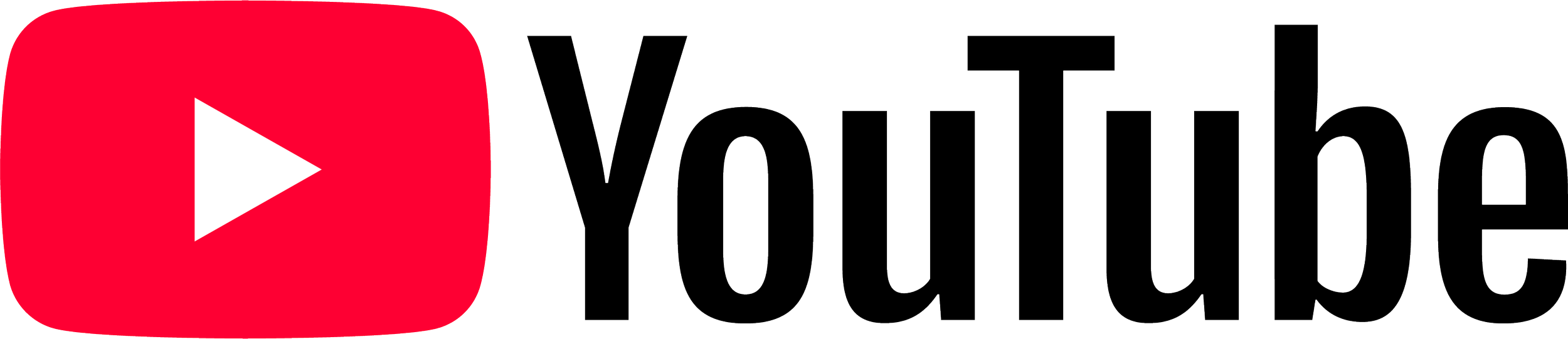 YouTube logo with red play button and black text