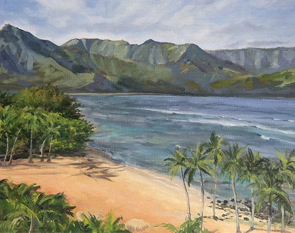 'Pu'u Poa Beach in Hanalei' 11"x14" Oil on Canvas