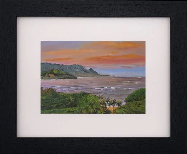 Patrizia Arroyo|Hawaiian Artist|black framed print|hanalei_lookout|oil painting.jpg