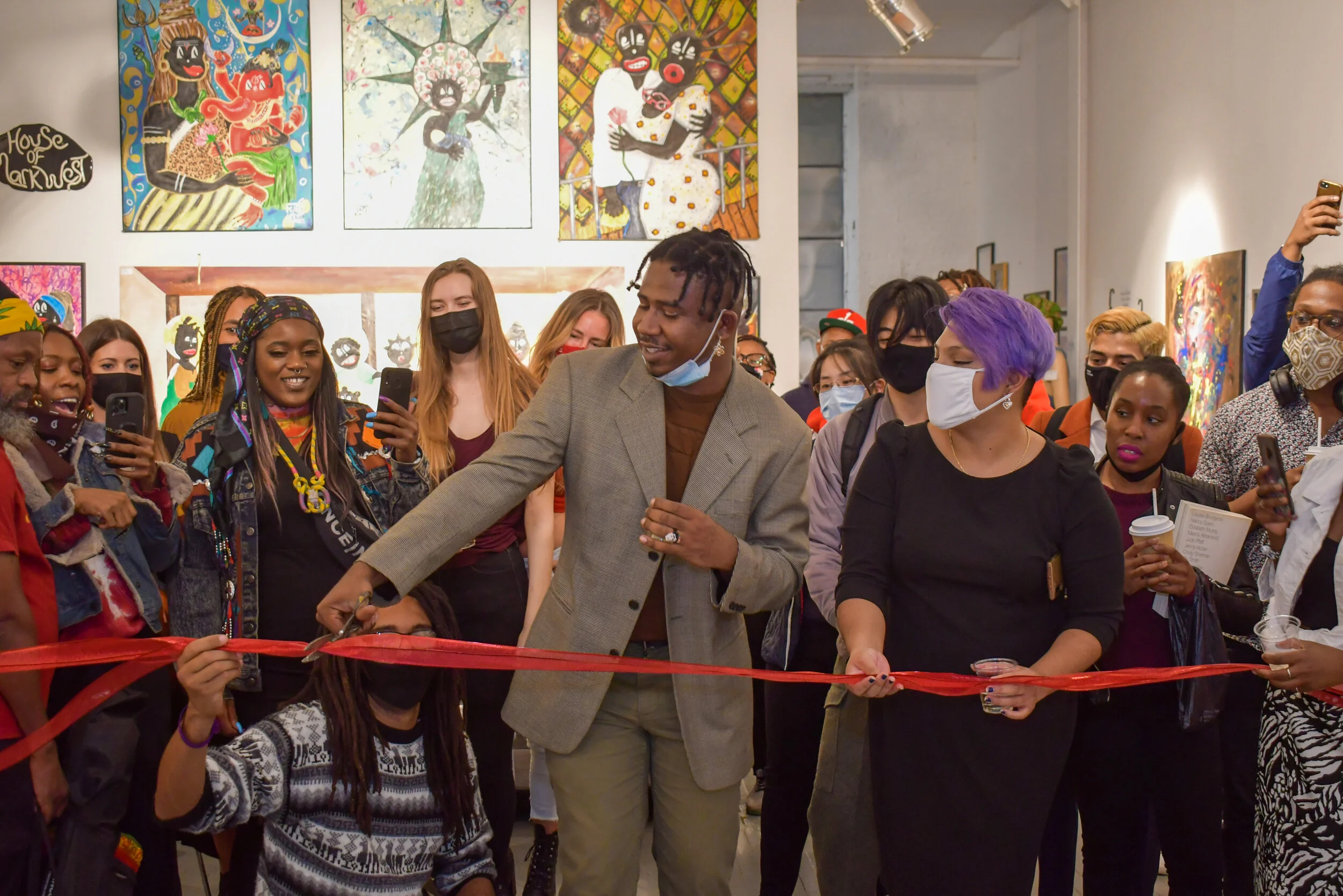 Mark Anthony West at Ribbon Cutting for the vernissage of Mark West Center for the Arts, New York City, 2021