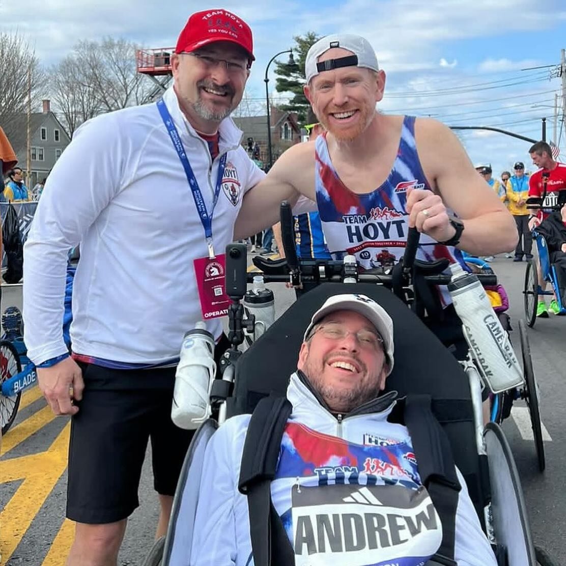 Another photo from the Boston Marathon because we are so proud! To keep up with Ross and Andrew&rsquo;s story and journey as a duo racing team, follow @believeitrun! Once Tokyo allows duo racing teams to race in their marathon, Ross and Andrew will b