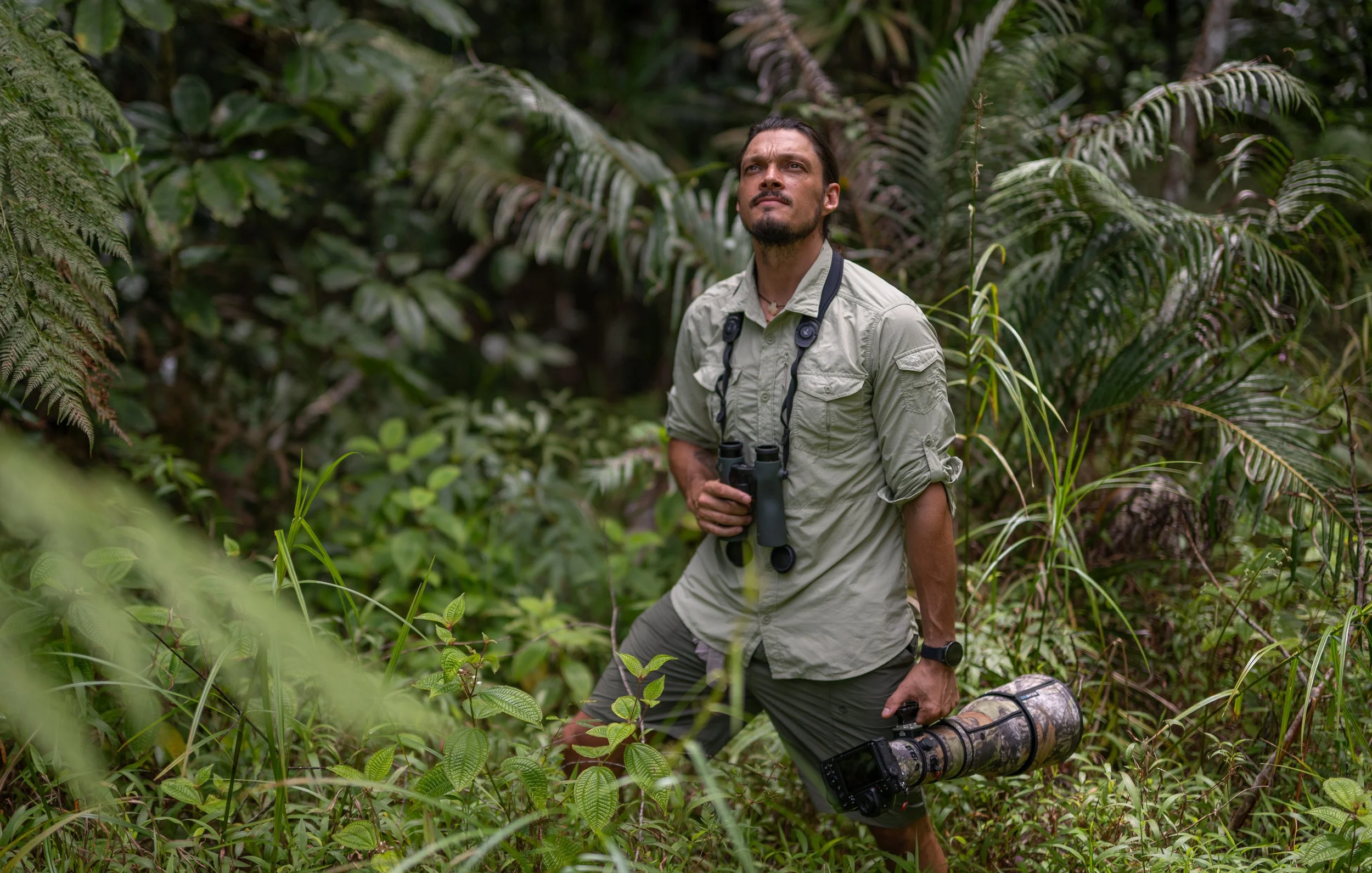 Tom Vierus in a forest in Fiji.