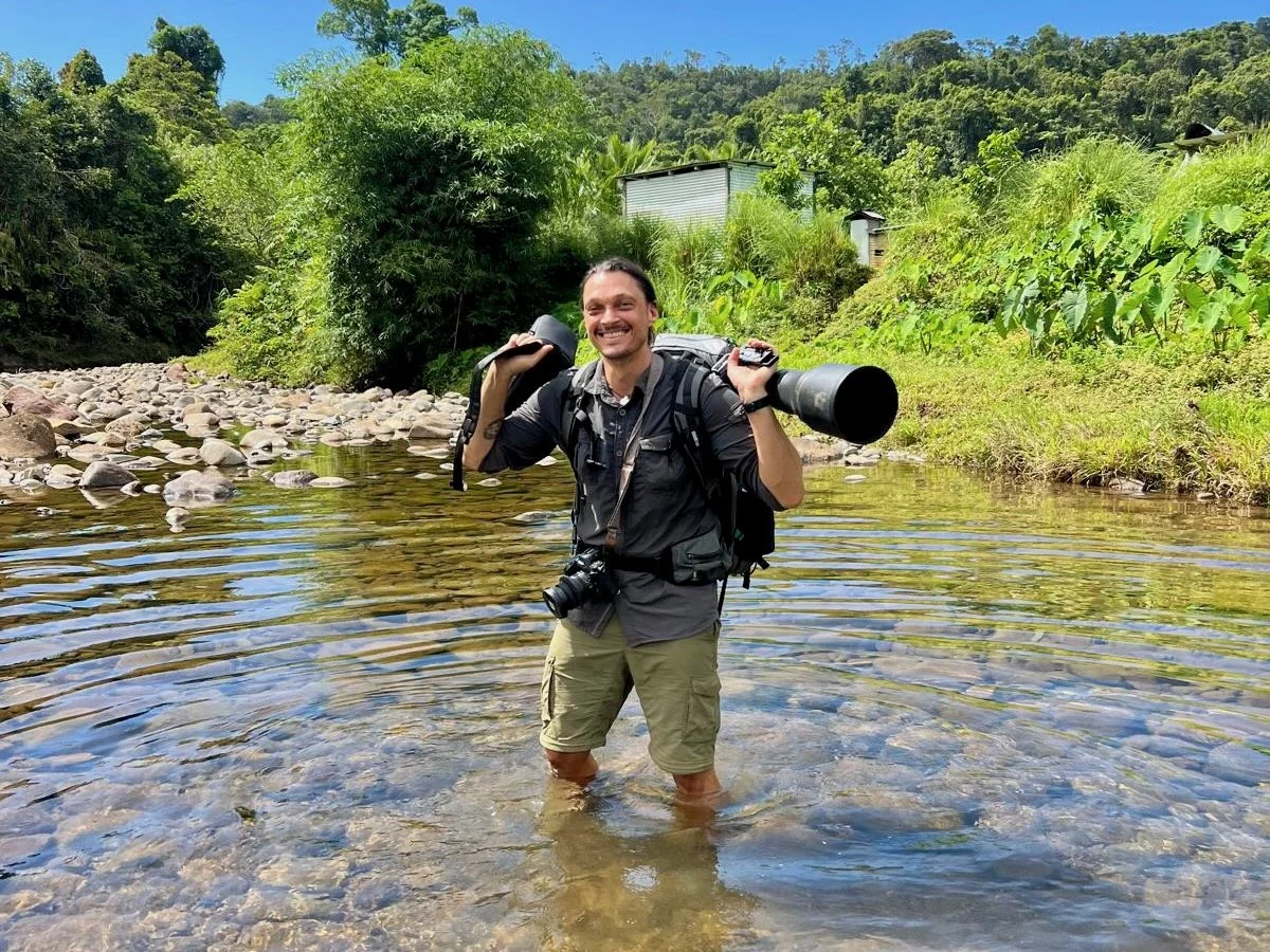 Tom Vierus on assignment in the Drawa rainforest on Vanua Levu, Fiji.