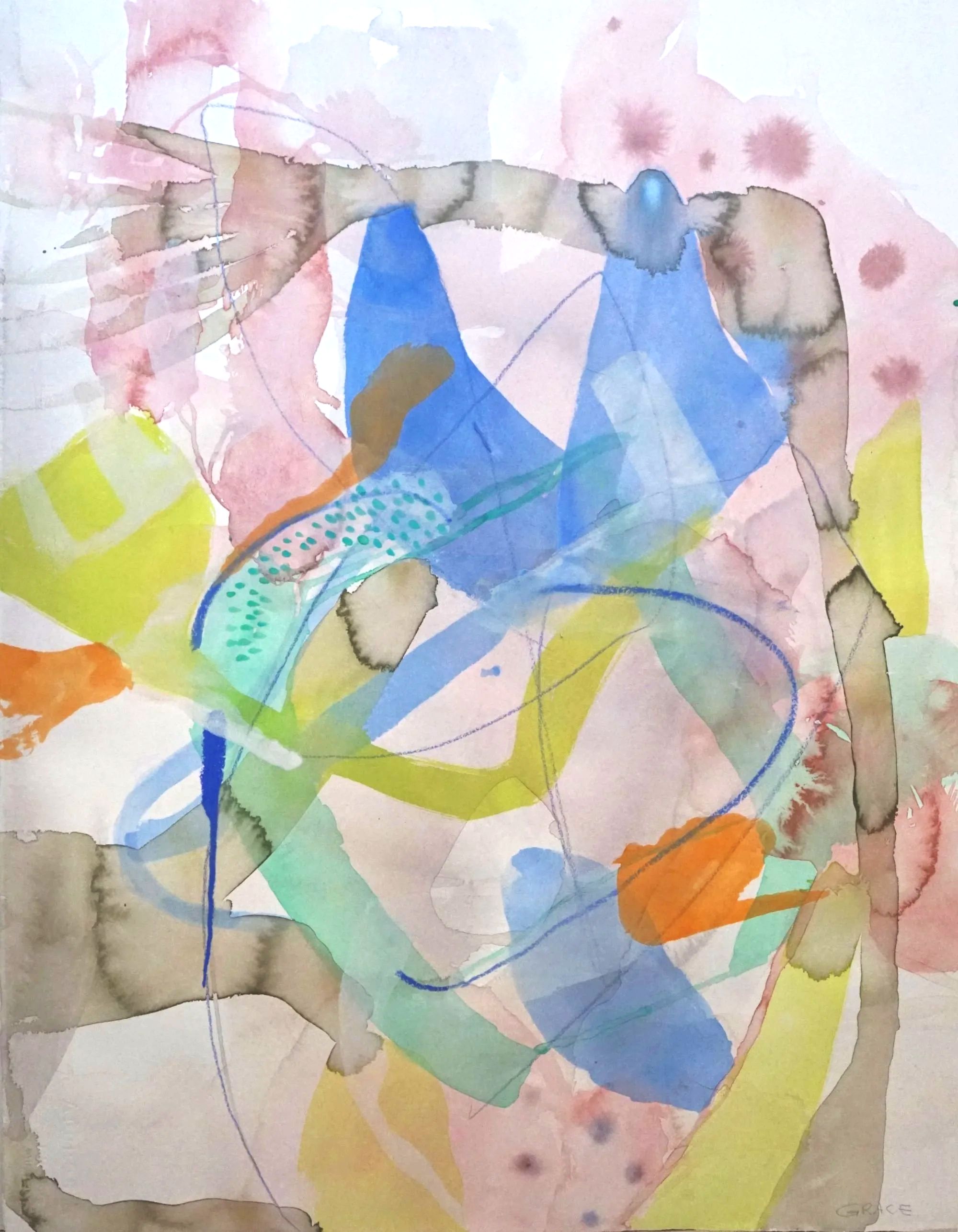 Jumping puddles, watercolour and acrylic on paper 56 x 76cm. $200 +Shipping