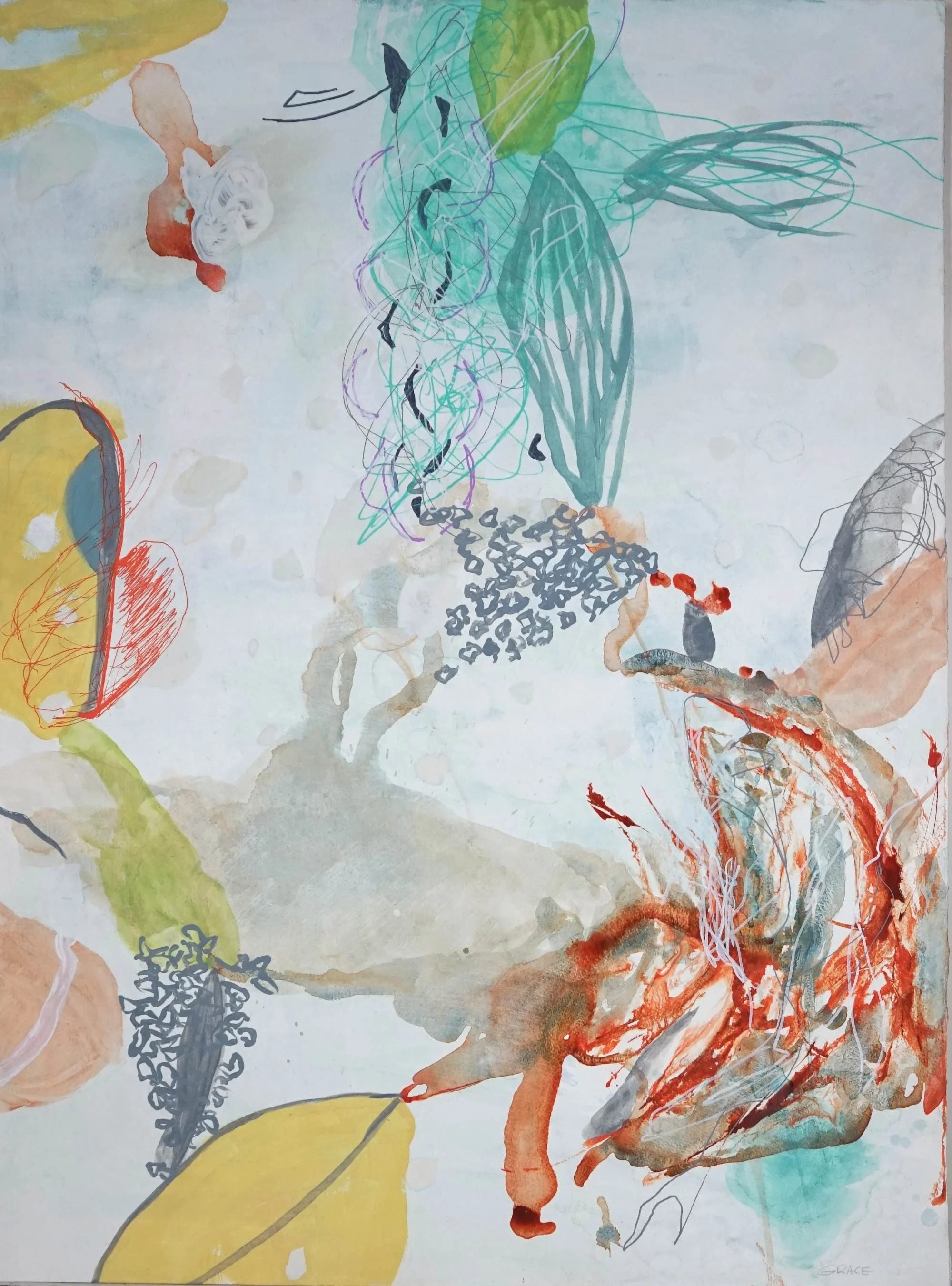 Living the dream,. Mixed media on paper 79 x 106cm. $400 +Shipping