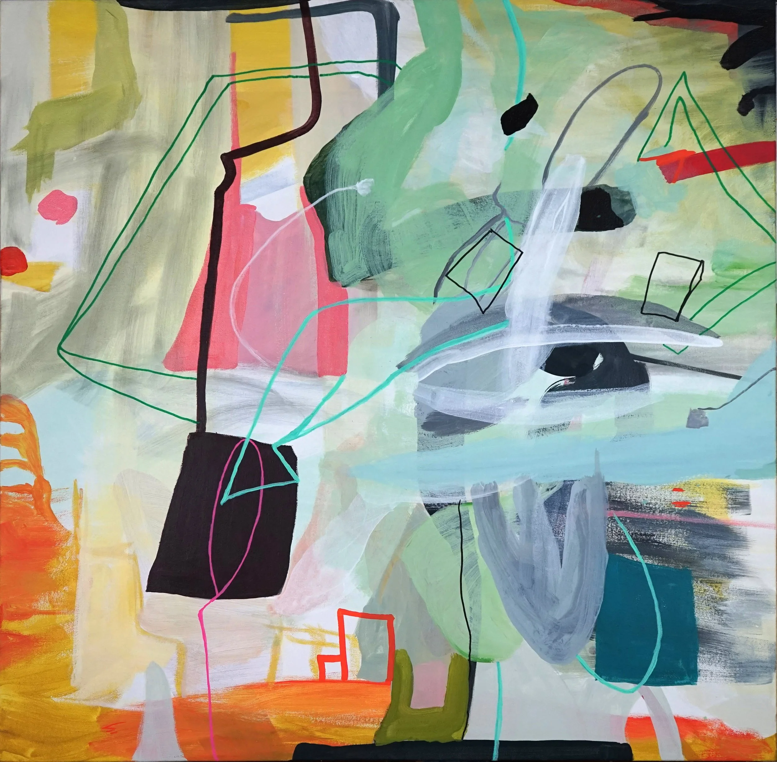 Tracing your steps, 92 x 92cm, Acrylic on canvas