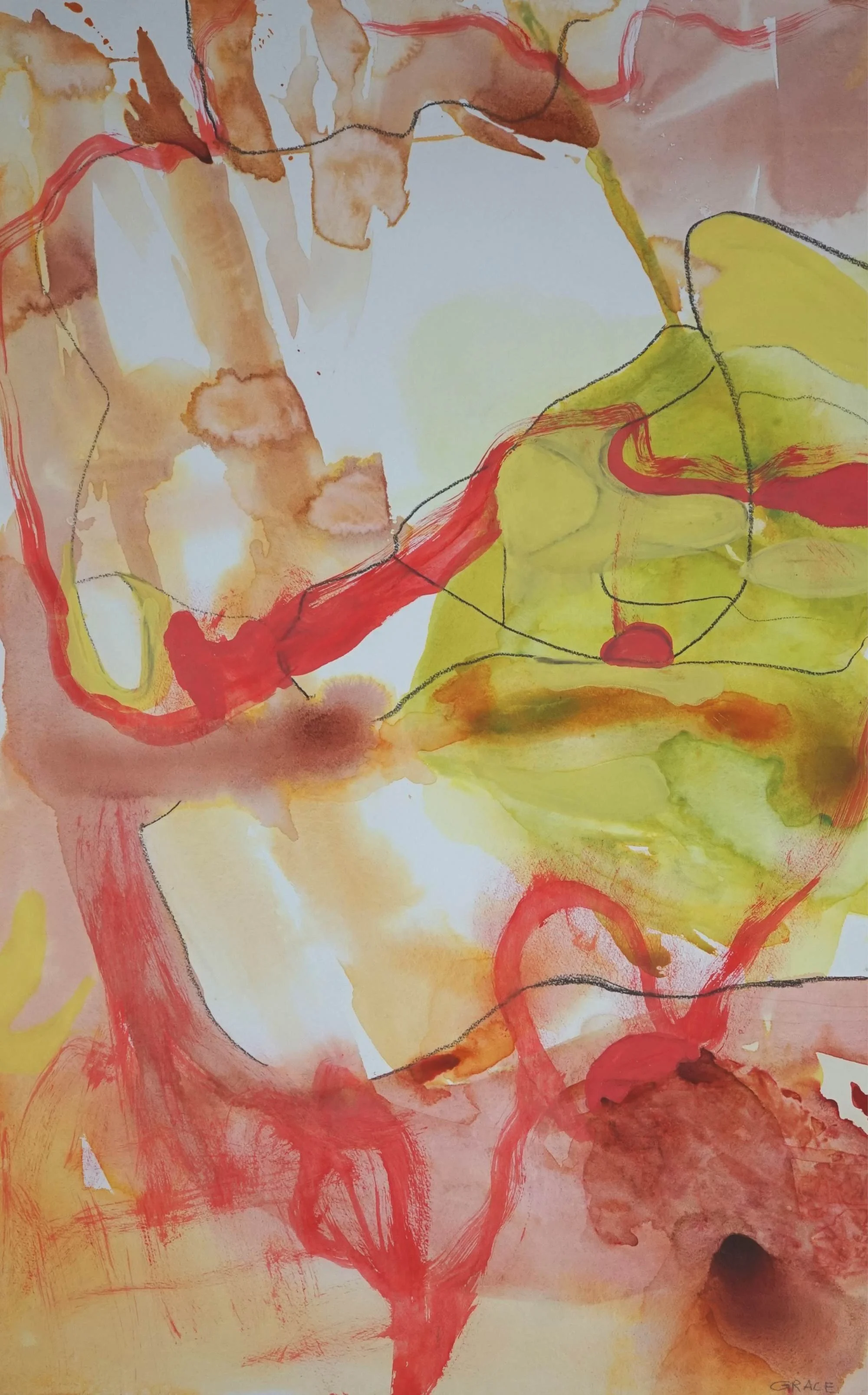 Holding the silence,. Mixed media on paper 65 x 105cm. $400 +Shipping