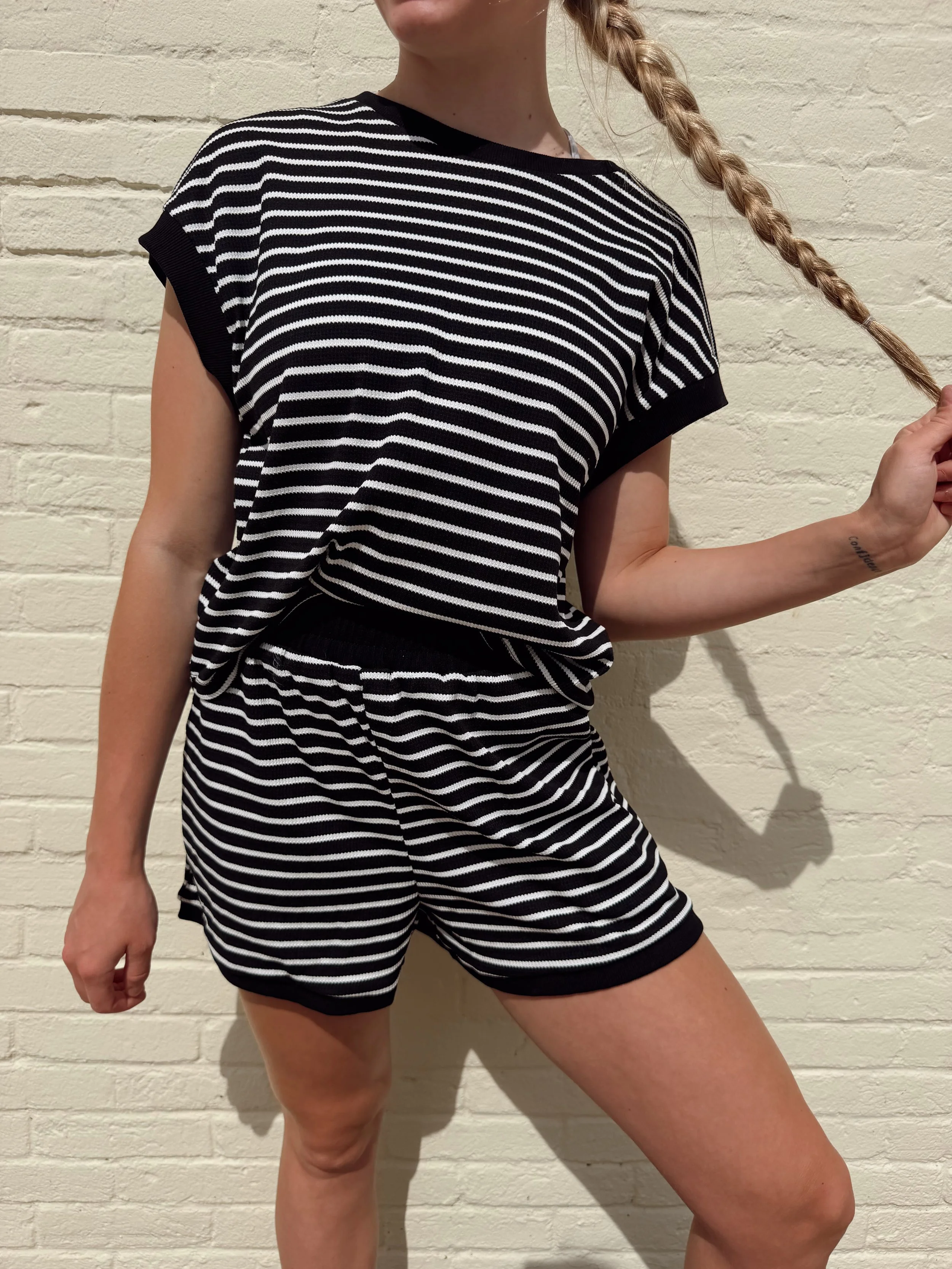 Striped Tee and Shorts Set
