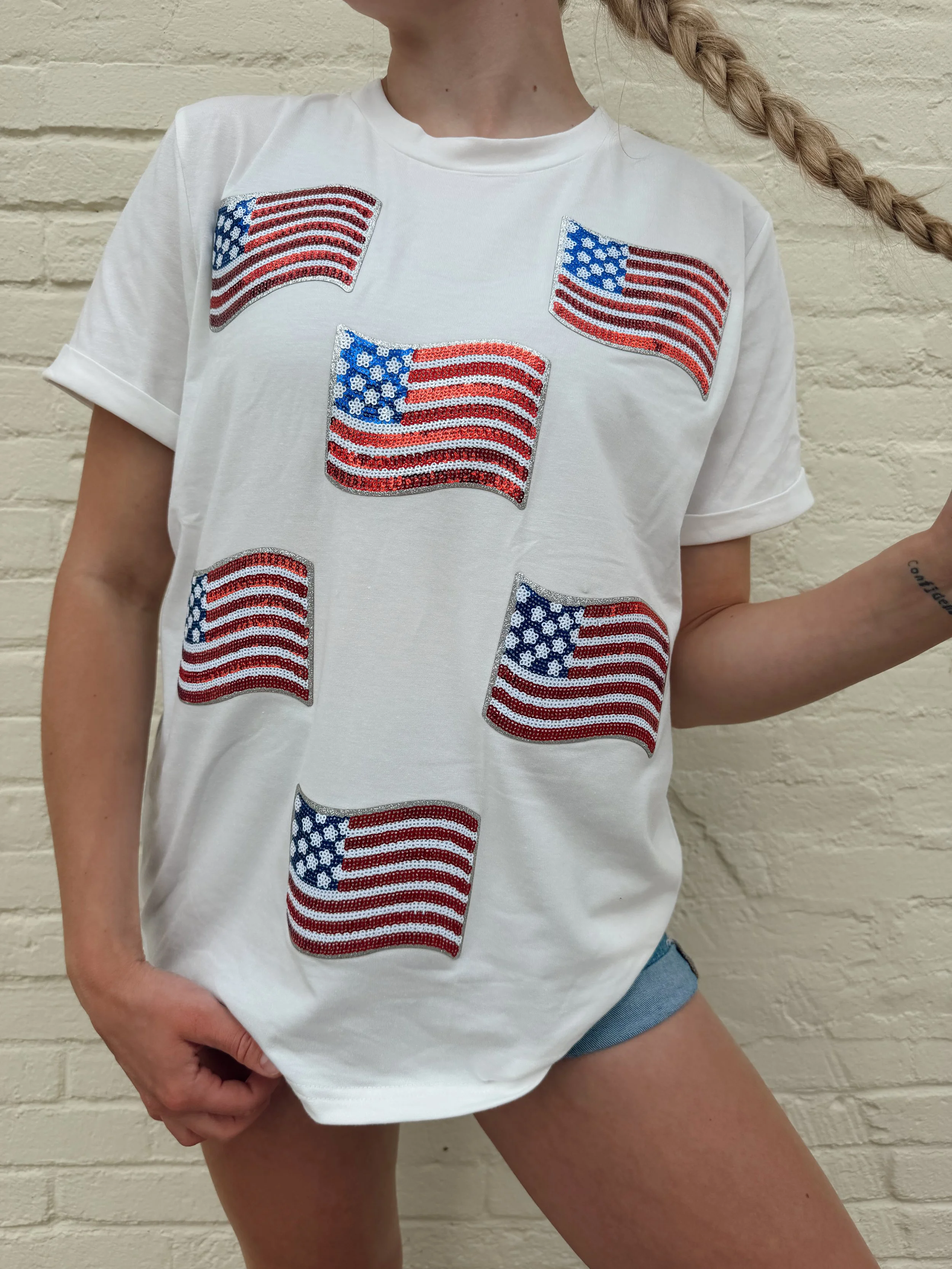 White American Flag Tee