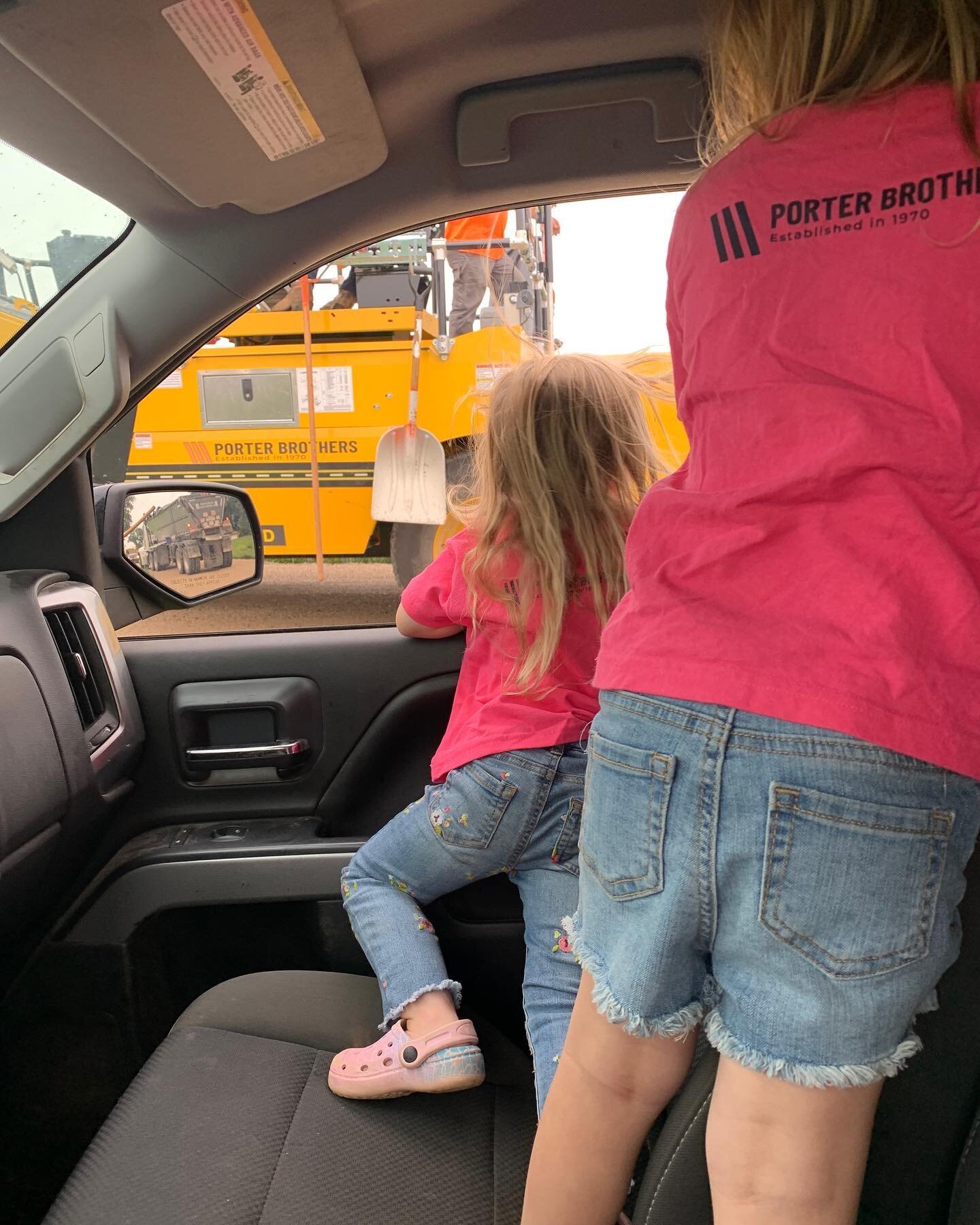 We had the fourth generation of Porter Brothers checking out today&rsquo;s chip sealing job. Guess we might need to consider a name change to Porter Daughters. ☺️

What do you think?