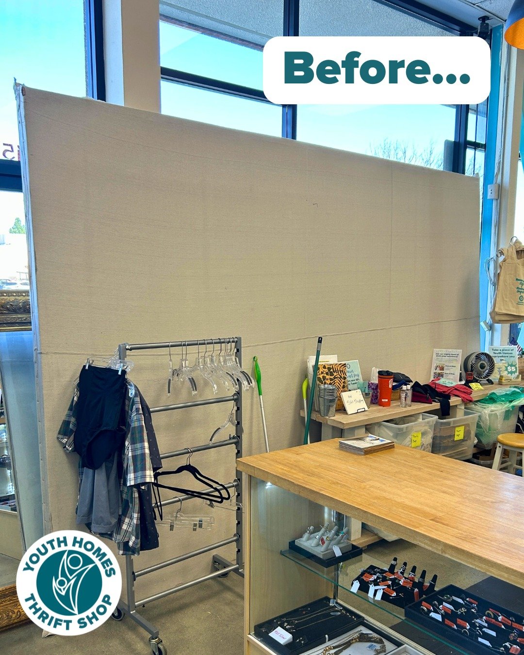 Do you recognize this giant canvas that's been living at Youth Homes Thrift Shop for the last few months? As we were planning our expansion, we had a vision of a big, beautiful art piece that Youth Homes clients would help create. Something that woul