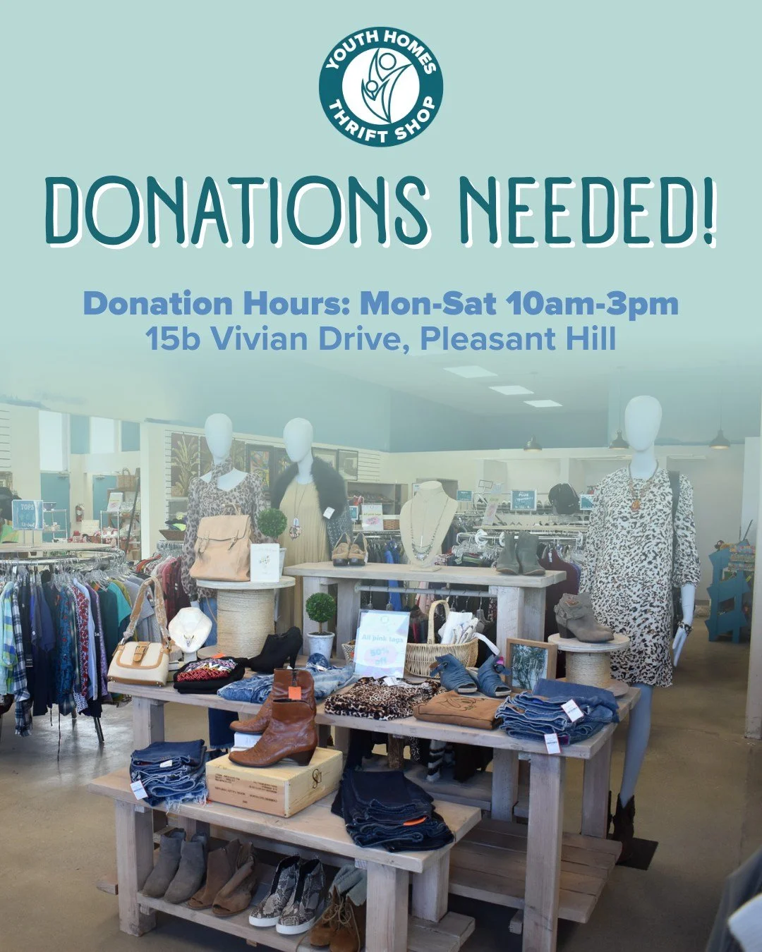 If you were looking for a sign to start your spring cleaning early, this is it! 🌼 Youth Homes Thrift  Shop needs your donations of pre-loved clothing, accessories, and housewares. When you donate to us, your items find new life and fund our mental h