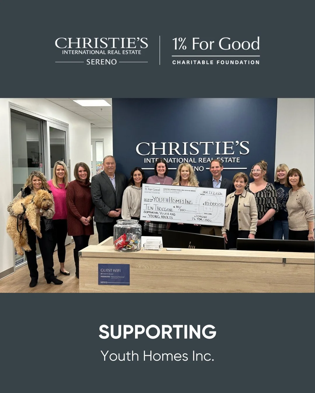 It is thanks to stellar crews like this that our work continues 👏 

Youth Homes is so thankful to be the recipient of a $10,000 grant from Sereno 1% For Good Charitable Foundation, on behalf of @christiesrealestatesereno 🎉 The impact this generosit