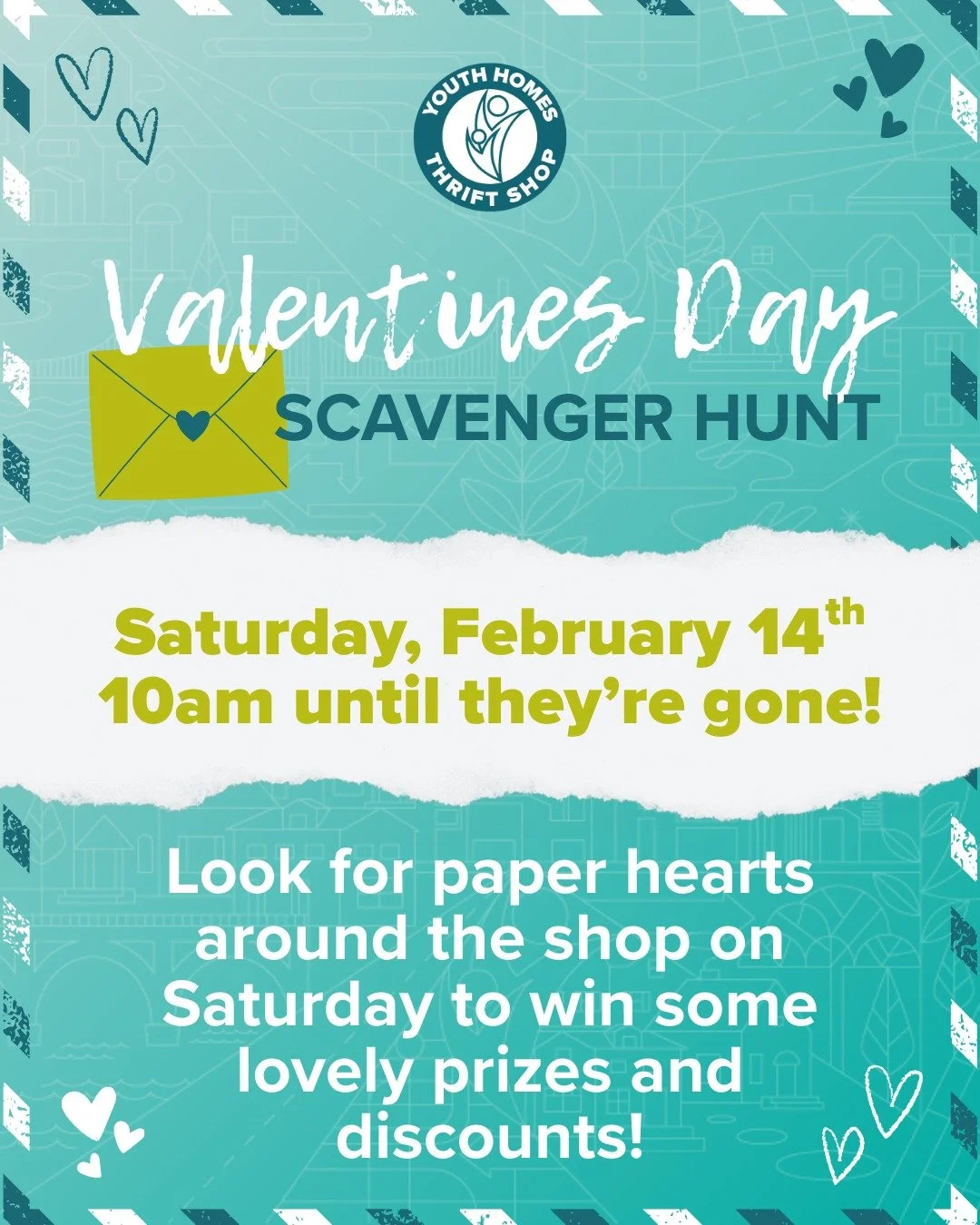 Spend your love day with us at Youth Homes Thrift Shop! 🩵 

#youthhomes #youthhomesthriftshop #shopsecondhand #bayareathriftshop #thriftshop #thrifting #supportyouth #supportfosteryouth #bayareafosteryouth #community #secondhandstylefirsthandimpact 