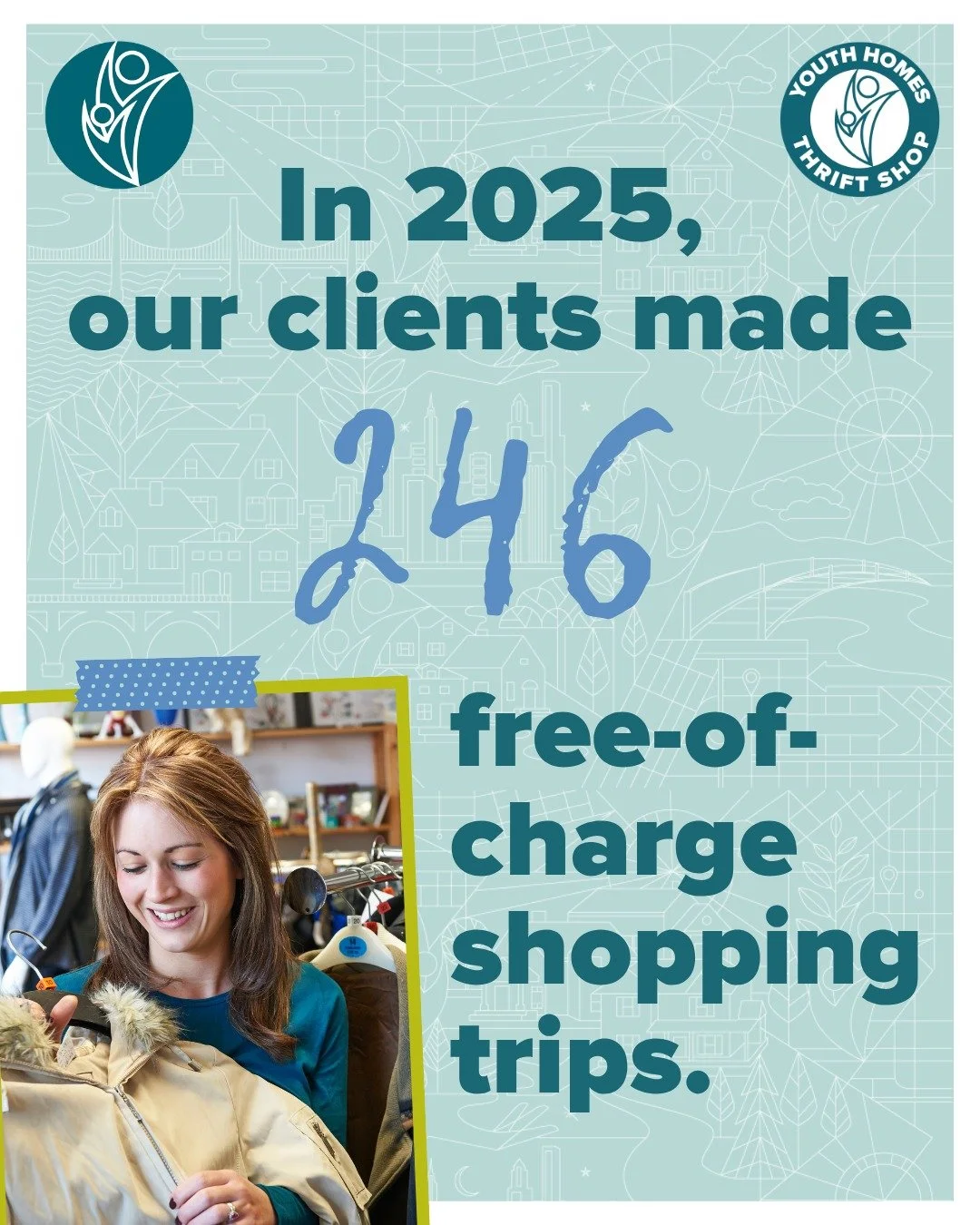 At Youth Homes Thrift Shop, remaining a steadfast resource for our clients is an integral part of our mission 💪 

The youth and families we serve are always welcome to shop free of charge, helping ensure they have access to clothing, household items