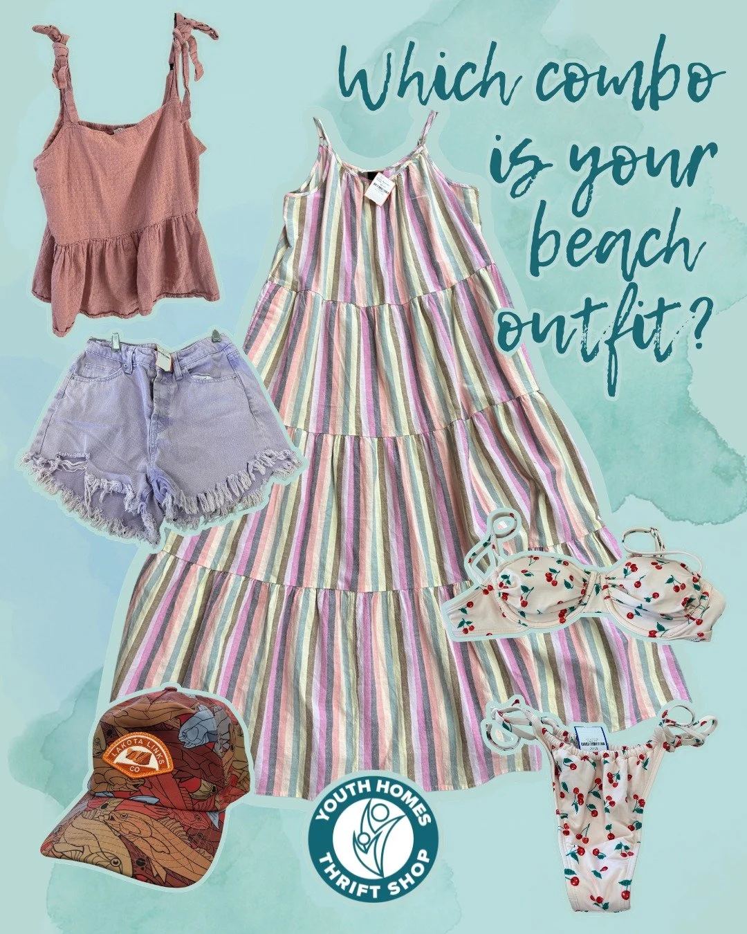Sun is out, temps are high, and the beach is calling your name! Get your wardrobe summer ready at Youth Homes Thrift Shop ☀️ We have the cutest warm-weather styles for a fraction of what you'll get them for anywhere else! Visit us from 10am-7pm today
