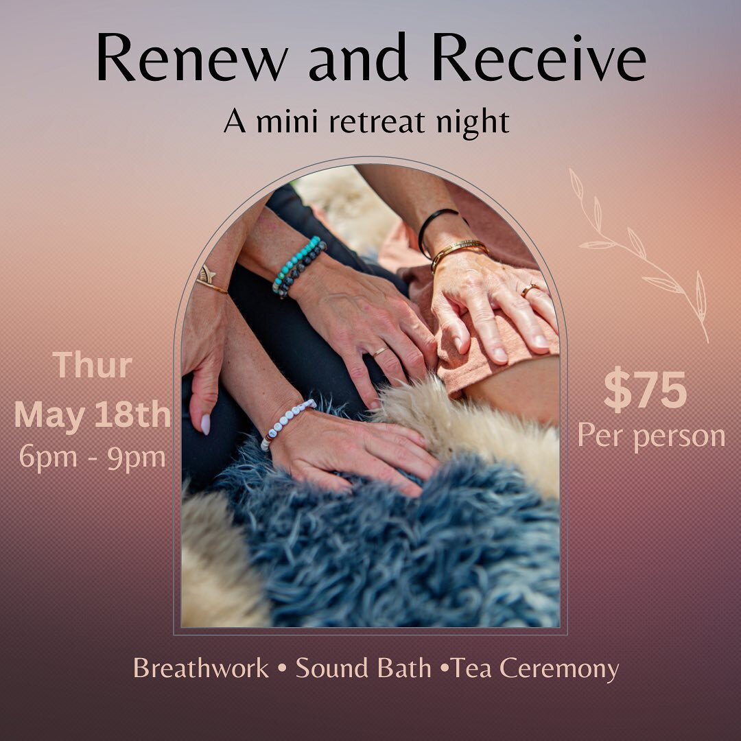 Join us on this very special evening at @inharmonyyogaandwellness for some high vibrational energy shifts and inward reflection. It will include:

🌸Breathwork 
🌸Journaling
🌸Sound Bath
🌸Tea Ceremony
🌸Gift bags 

This mini retreat night will inclu
