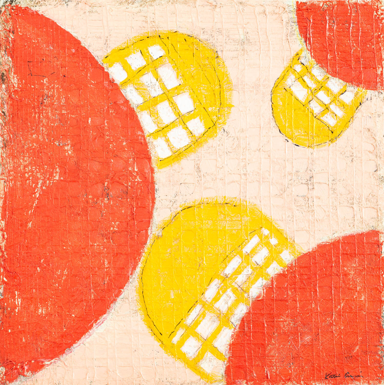 Alone Together, 2021. Mixed media on wood panel. 12 in. x 12 in.
