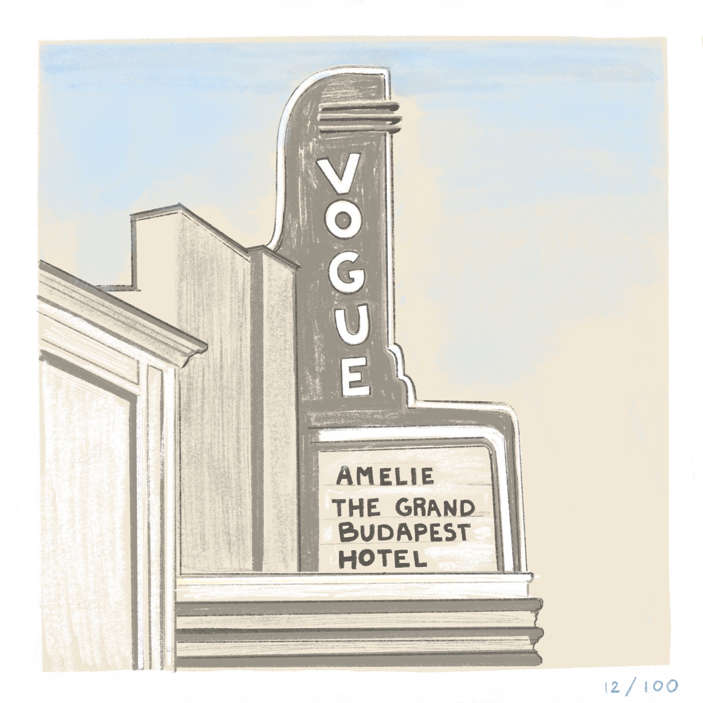 Vogue Theatre Illustration San Francisco