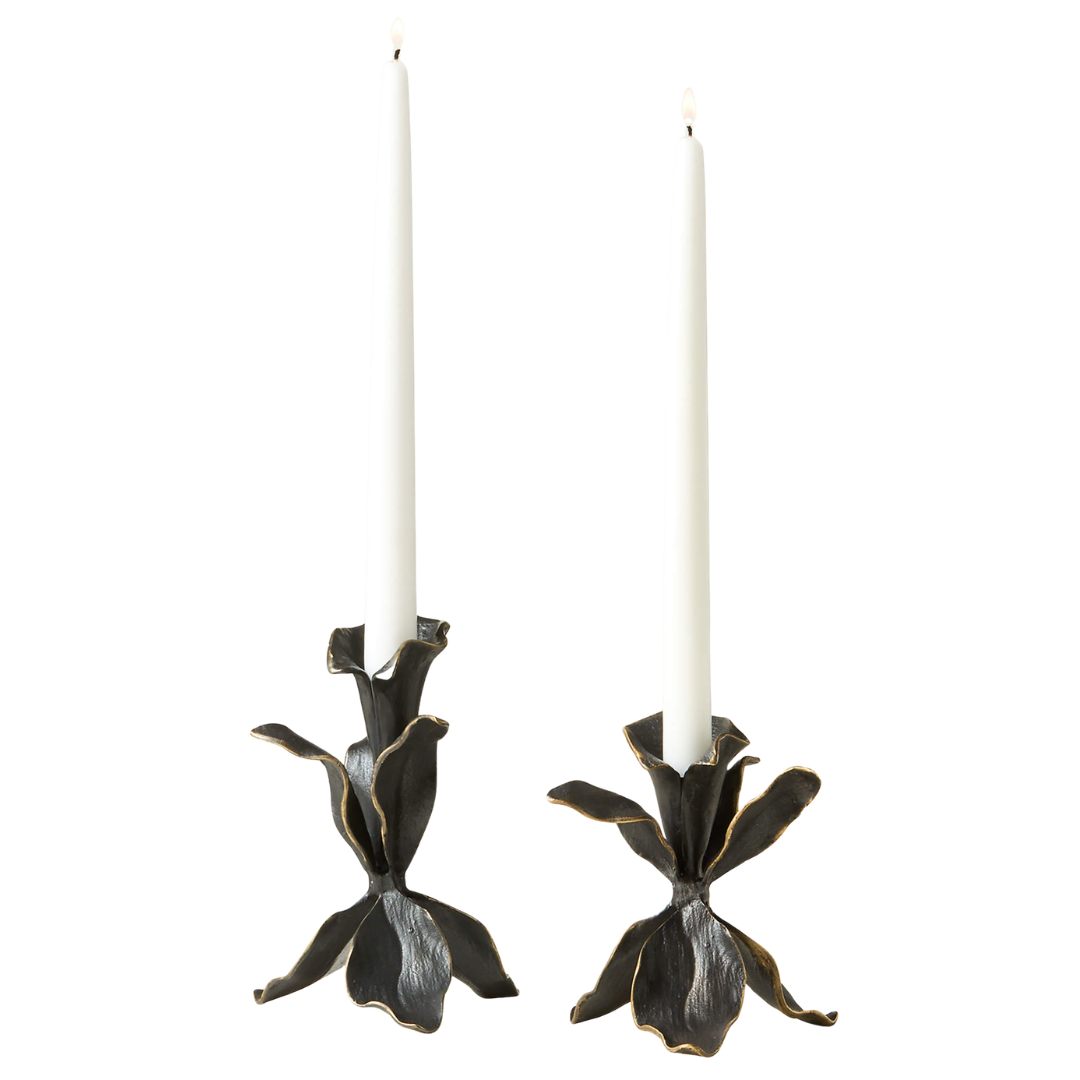 Blackened Brass Taper Set
