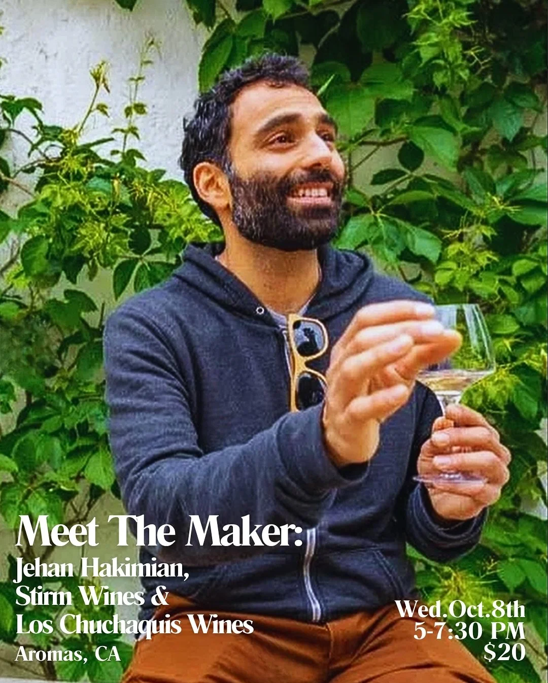 A tasting for those who love wines with soul, texture, and a touch of rebellion. 🍷

This Wednesday, Oct 8 (5&ndash;7:30pm), join us for a special evening with Jehan Hakimian, creative collaborator of Los Chuchaquis Winery and Stirm Wine Co.

🌊 Stir