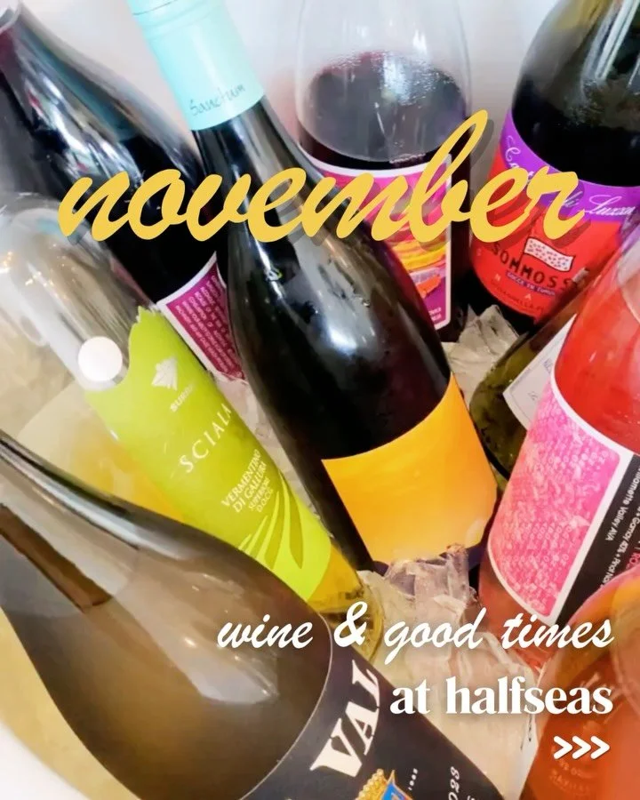 November&rsquo;s feeling full &mdash; of flavor, fun, and a little education, too. 🍂

Tag your +1, because it&rsquo;s going be good month.🍷

✨ Upcoming Events at Halfseas
📅 Thurs 11/13: Vermouth Tasting &amp; Education &mdash; five unique styles a