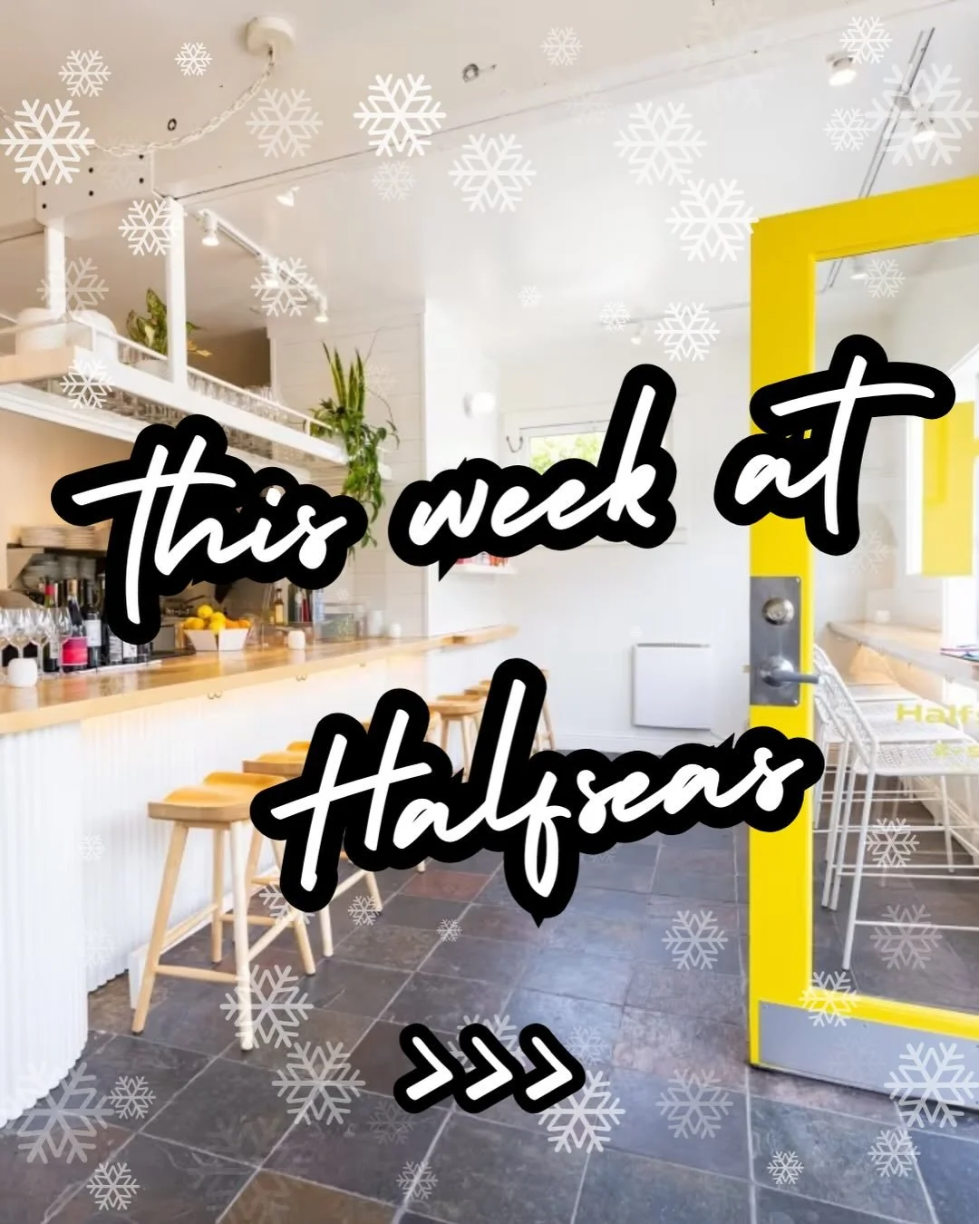 ✨ This Week at Halfseas ✨

Tag the friend you need to sip, snack, and savor the season with 🍷❄️

✨ Ongoing at Halfseas
🥂 Cavi-Hour &middot; Tues&ndash;Sun &middot; 3&ndash;5pm
&frac12;-price caviar tins + glass pours

🔮 Tarot Tuesday &middot; Ever
