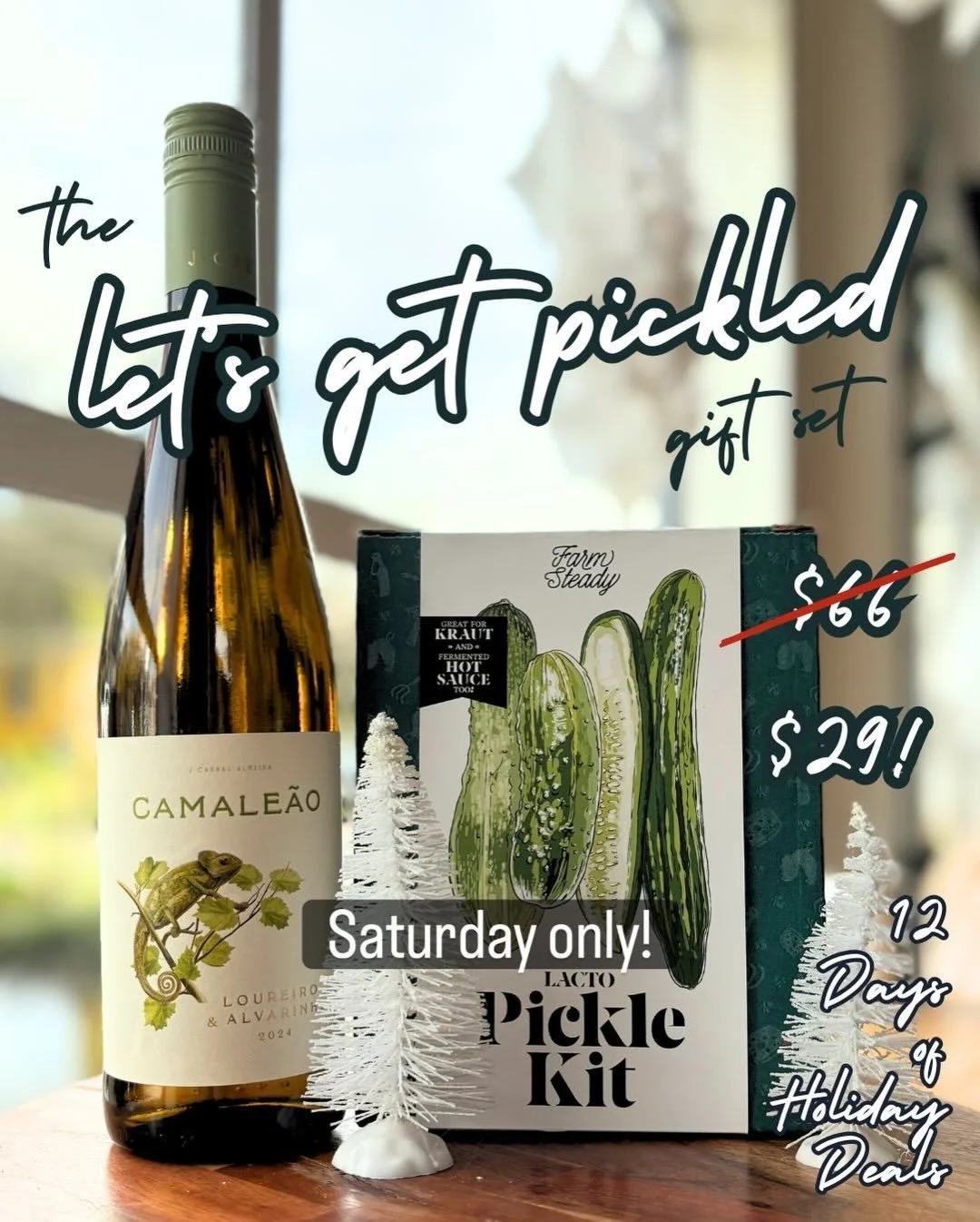 🎁 DAY 9 &mdash; Let&rsquo;s Get Pickled Gift Set

For the person whose personality trait is having 7 kinds of pickles in the fridge.🥒
 A fermentation-forward delight.
What&rsquo;s Inside: &bull; Farm Steady Pickle Kit &bull; Camale&atilde;o Loureir