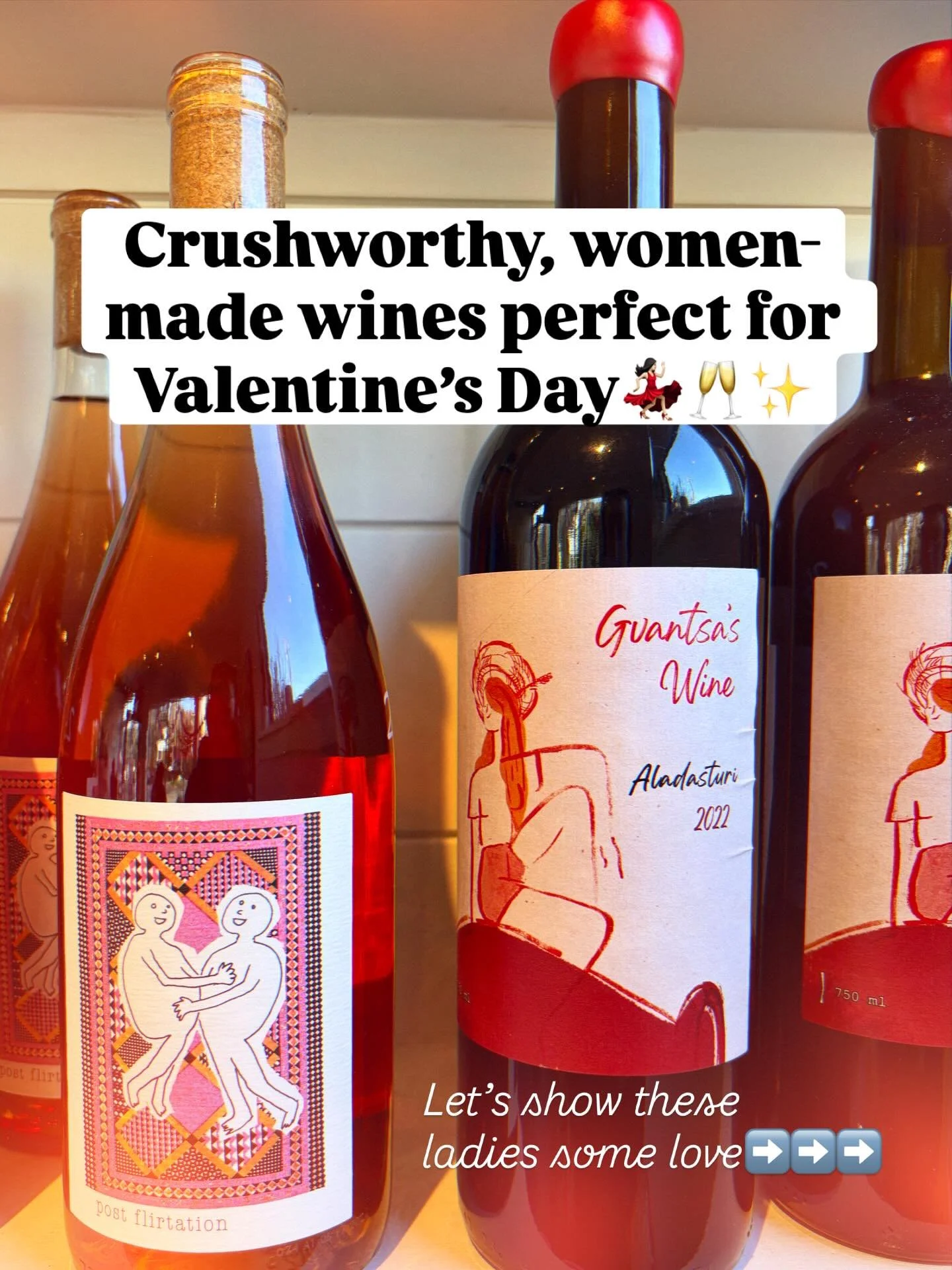 💘 CRUSHWORTHY &mdash; ALL LADY MAKERS

Looking for the perfect Valentine&rsquo;s gift or bottle to share? TRUST US when we say these women-made wines got it goin&rsquo; on. 💕 Stop in to pick one up, or slow down to enjoy with us. 🍾

We made it eas