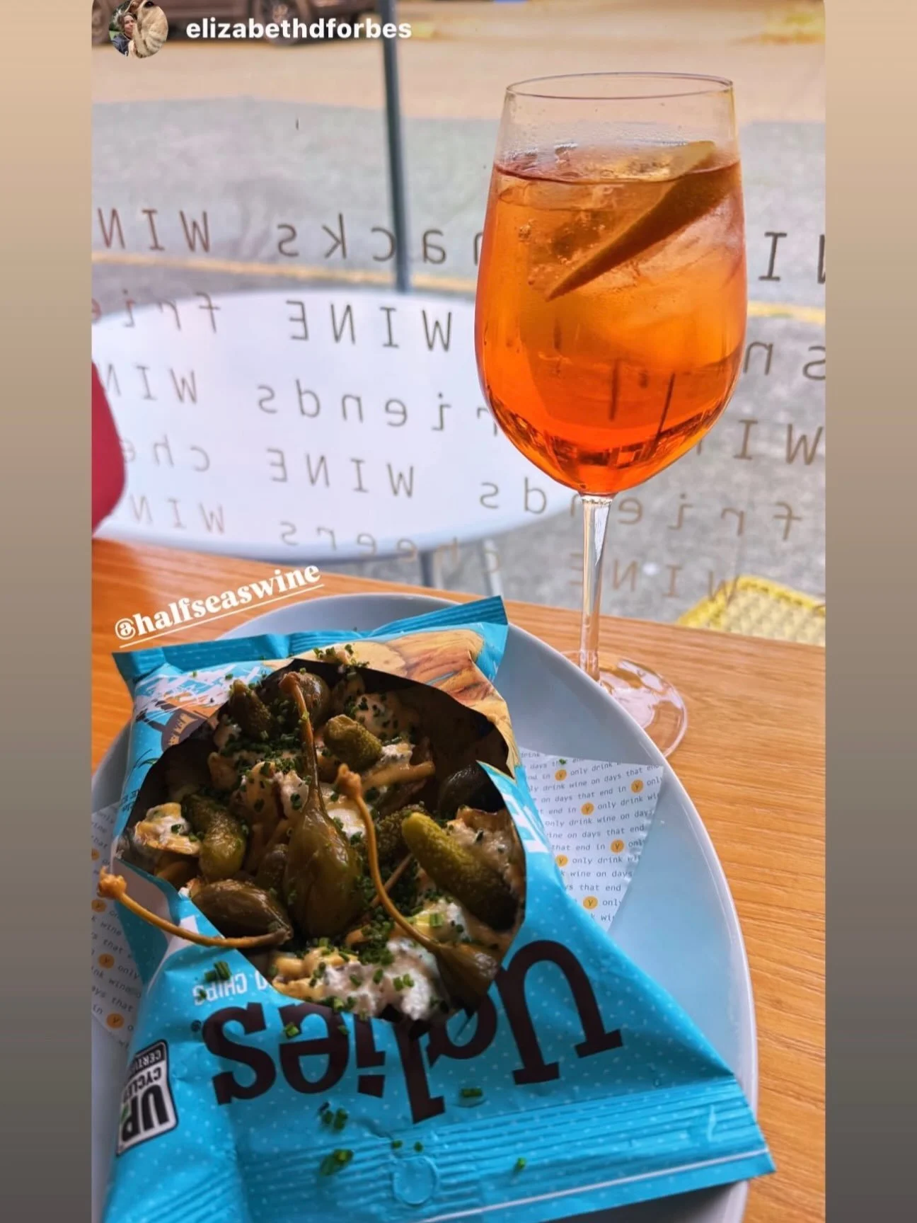 Thank you for the beautiful shot, @elizabethdforbes!❤️

Have you tried our Halfseas Nachos? 😋 It&rsquo;s made with potato chips, herbed ricotta, cornichons, caper berries, and dijon. 

We recommend adding your favorite caviar or Fishwife tinned fish
