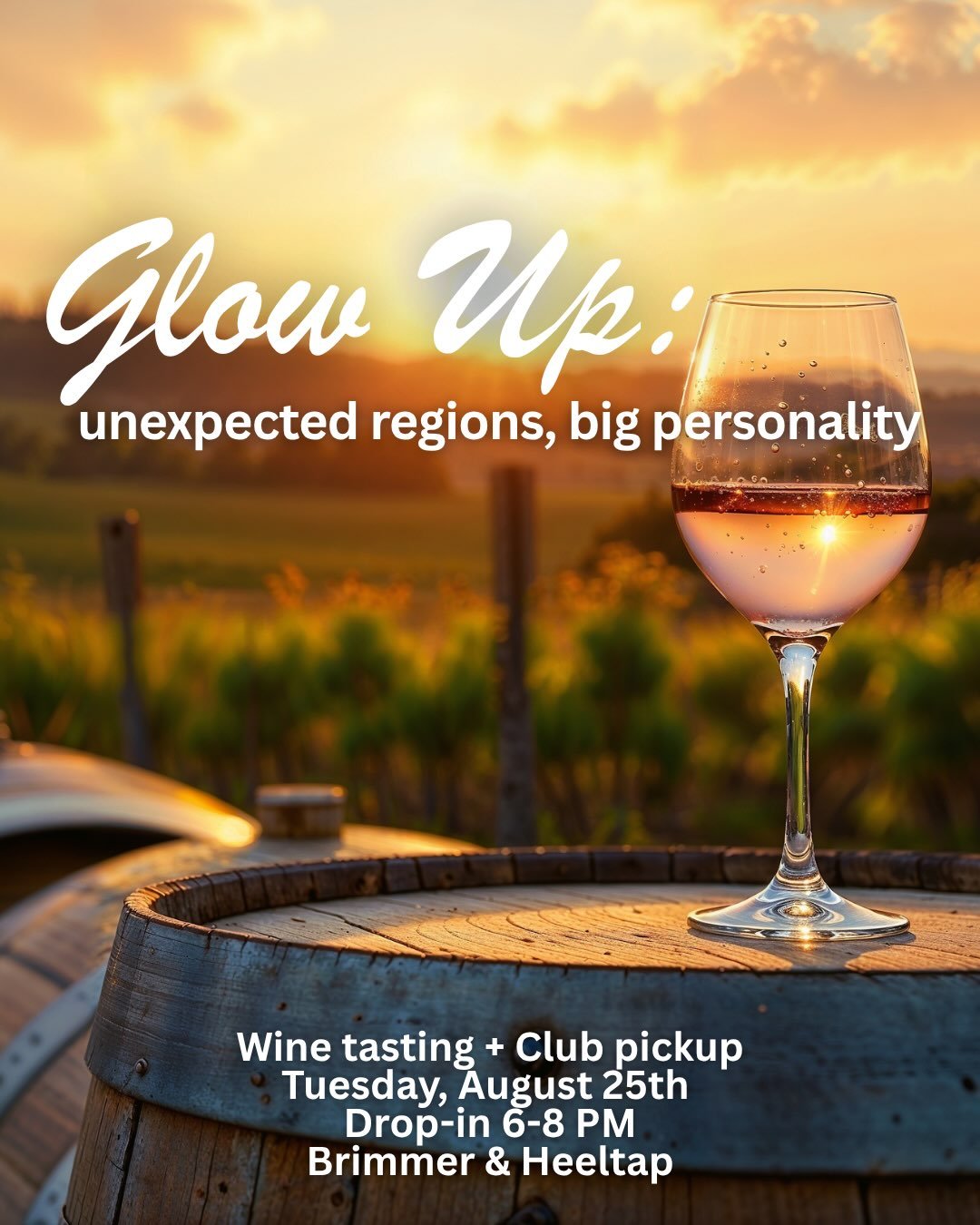 ✨TONIGHT: Give Your Wine Rotation a Glow Up! 🍷

We&rsquo;re pouring four wines from unexpected regions with big personality for this month&rsquo;s Wine Club Tasting. Think under-the-radar places, distinctive wines, and bottles that prove you don&rsq