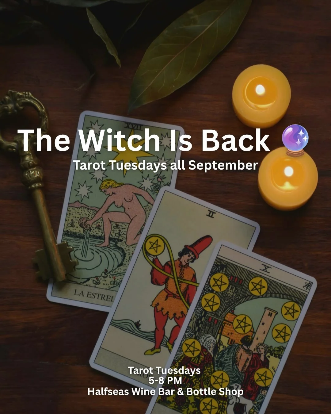 🔮 THE WITCH IS BACK. And she brought a wine sale with her. 🍷✨ SWIPE FOR DETAILS!

We&rsquo;ve got a big week at Halfseas, so consider this your sign to make some plans:

🔮 Tarot Tuesdays are BACK!
Starting tonight, settle in with a glass and see w