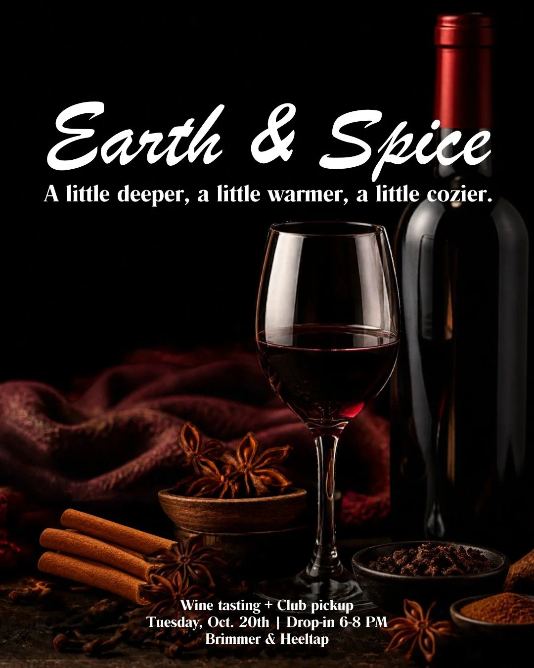 Sweater weather, good wine, and a little Tuesday night fun? We're in. 🍂🍷✨
ㅤ
Consider this your invitation to a cozy little fall evening out! Grab your friends, plan a date night, or come solo and make some new wine-loving friends. Our Earth &amp; S