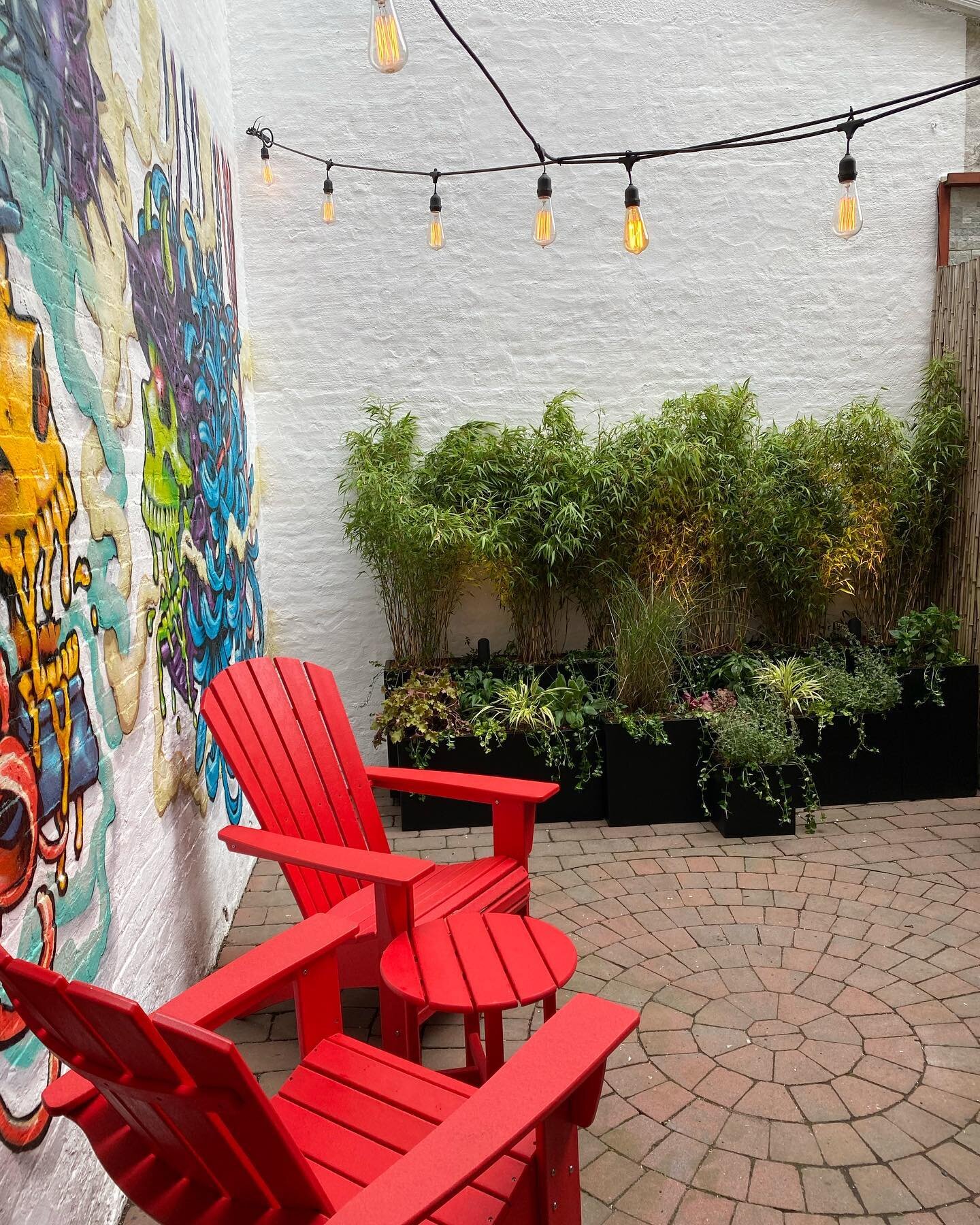 These Jersey City clients wanted to keep it keep it classic with a pop. Design elements include: matte black fiberglass planters, bamboo with uplighting, and mix perennials for a lush backdrop to their custom graffiti wall. 

.
.
.
.
.
#citylandscape