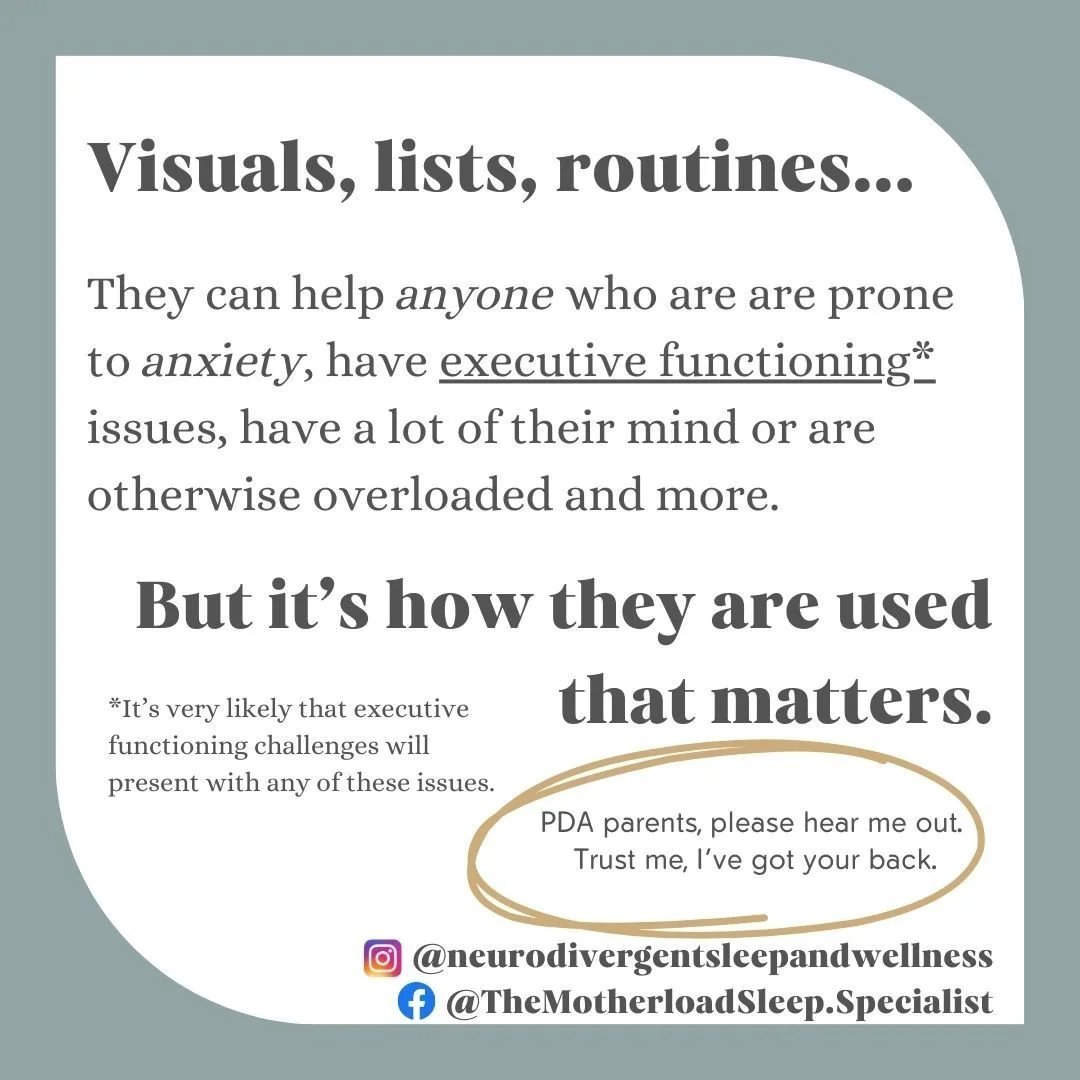 Firstly, we could all do with visual supports. Some of us are inherently driven to do it with leaving something in sight so we don't forget about it, or making lists (or if you are like me, writing list after list after list. Having books dedicated t
