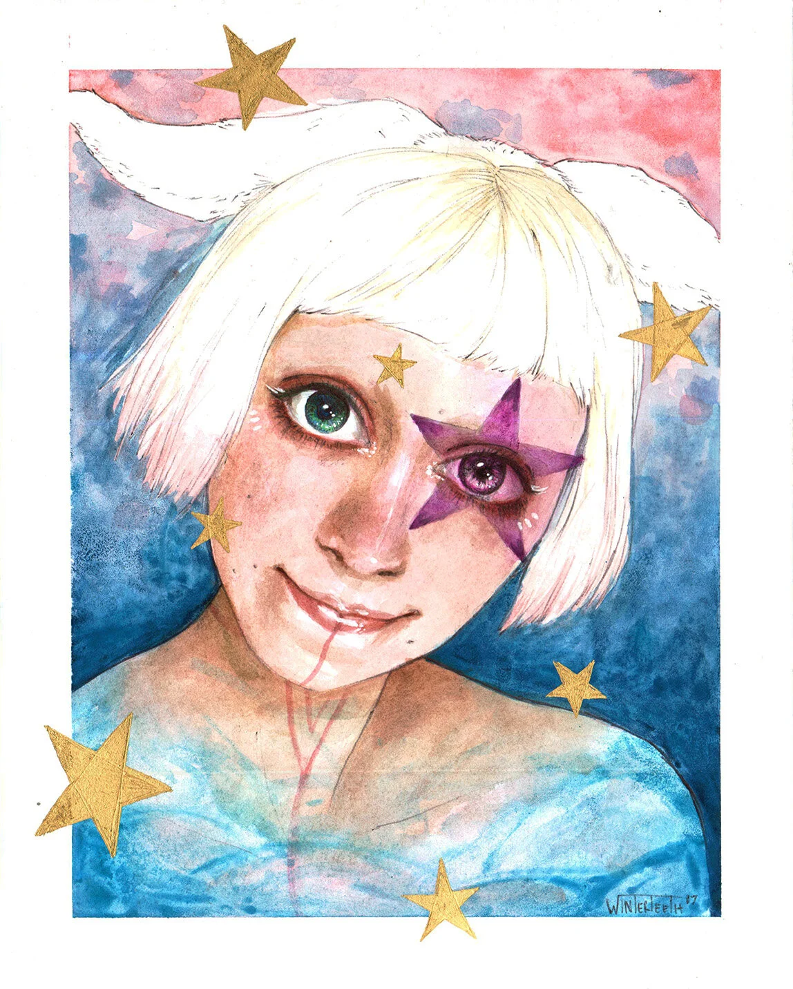 Moxie Saturday. Watercolor and ink on paper. 8x10in.