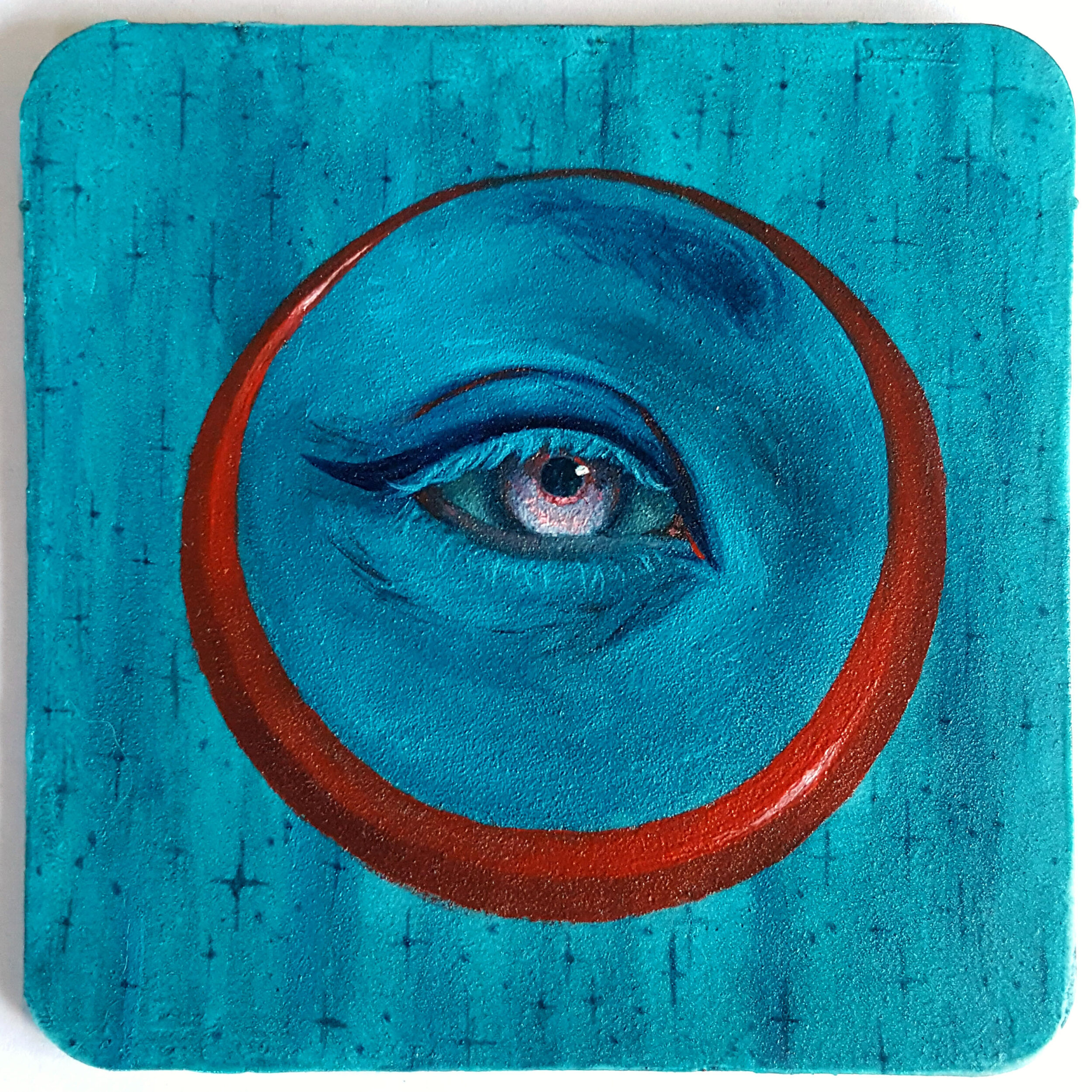Eye Study no 38. Oil on coaster. 4x4in.