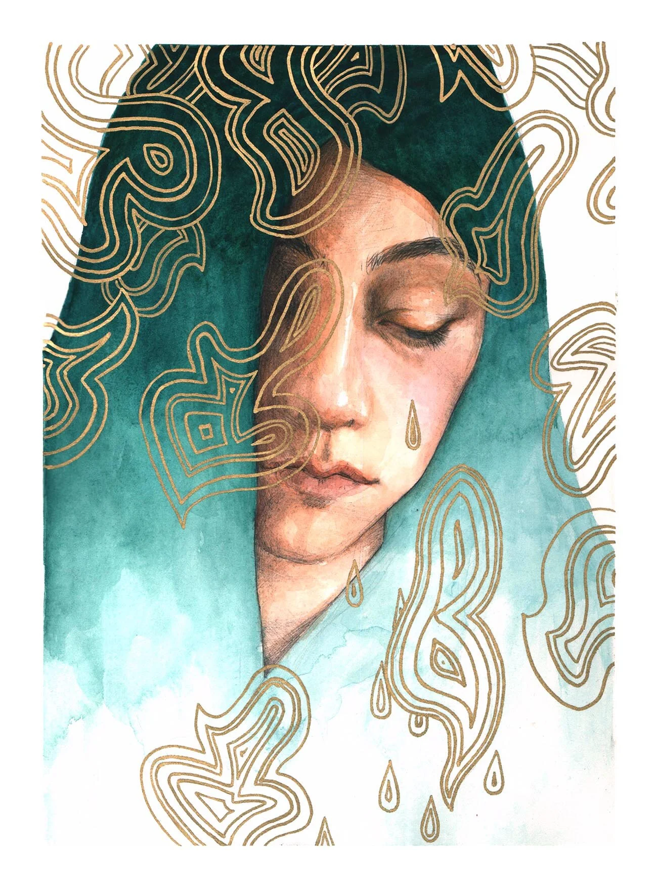 Interference no 8. Watercolor and ink on paper. 11x14in.