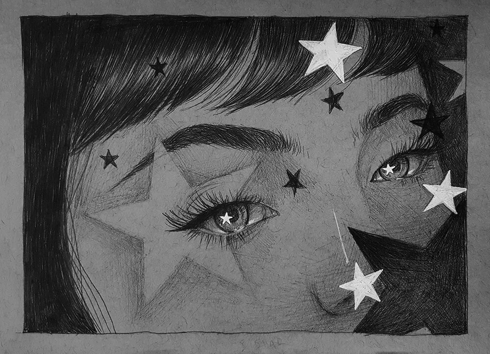 Inktober '18 Day 8 - Star. Ballpoint and gelpen on toned paper. 5x8in.