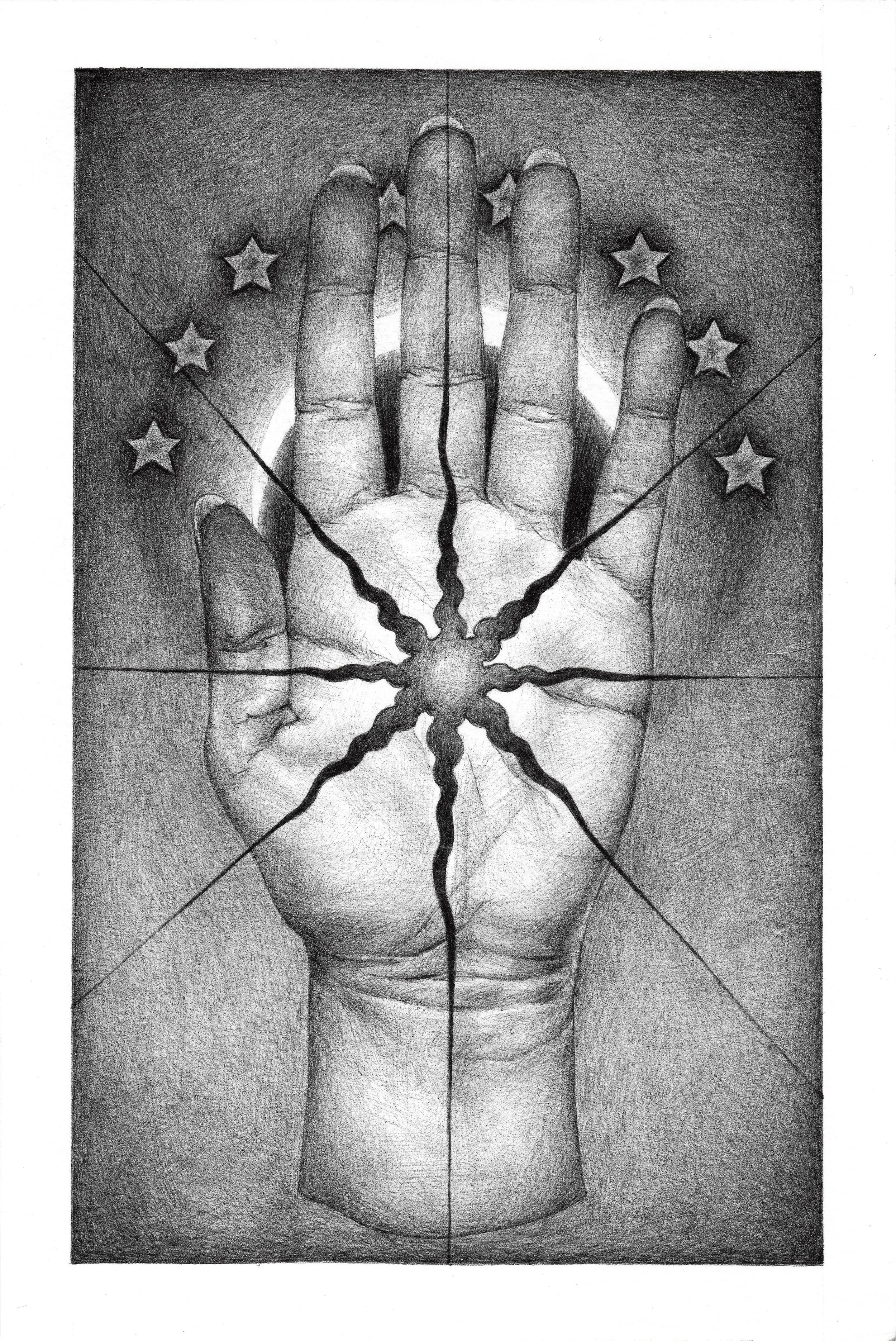 Hand Study no. 43. Ballpoint on paper. 6x9in