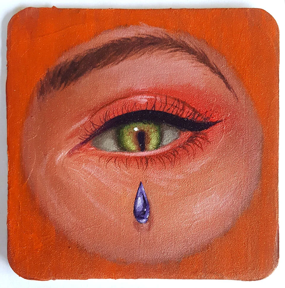 Eye Study no 37. Oil on coaster. 4x4in.